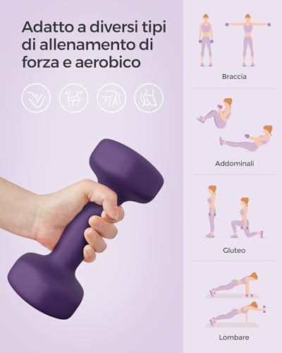Detalle 2 de Set di 2 manubri SONGMICS da 2 kg ciascuno – testa esagonale con rivestimento in vinile