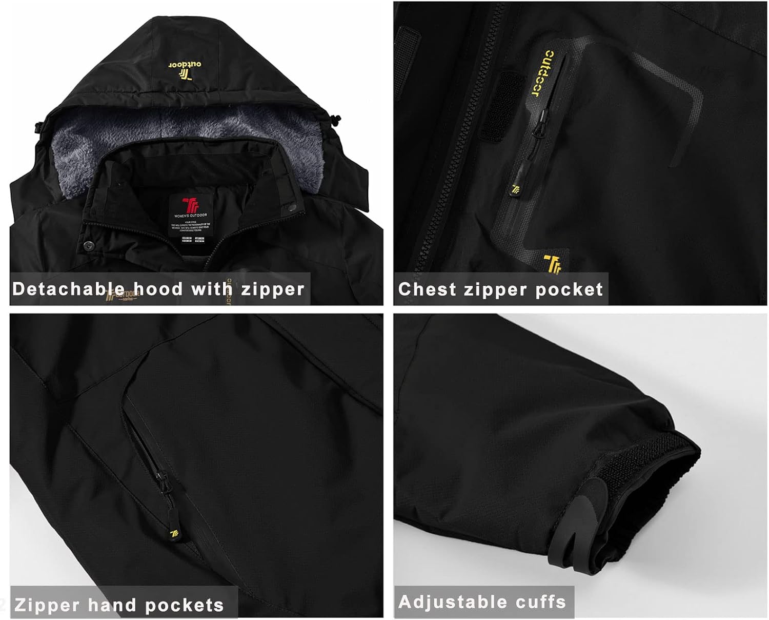 Detalle de JHMORP Women's Winter Ski Jacket with Waterproof Shell and Fleece Lining
