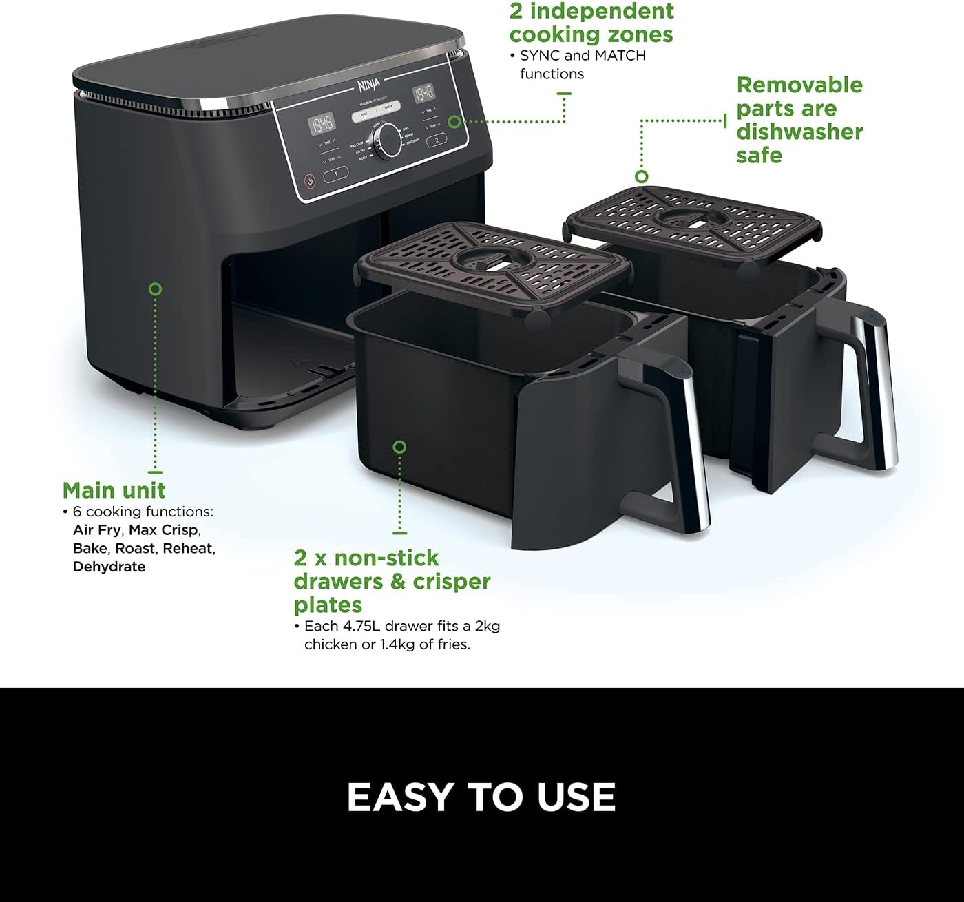Detalle 2 de Ninja Foodi Air Fryer 9.5L ⚡