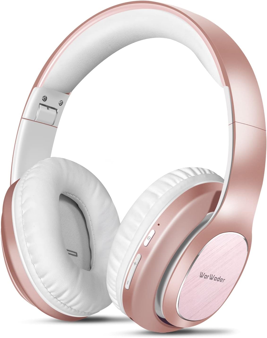 Detalle de WorWoder W-915 wireless over-ear headphones with 80 hours playtime and microphone (Rose Gold)