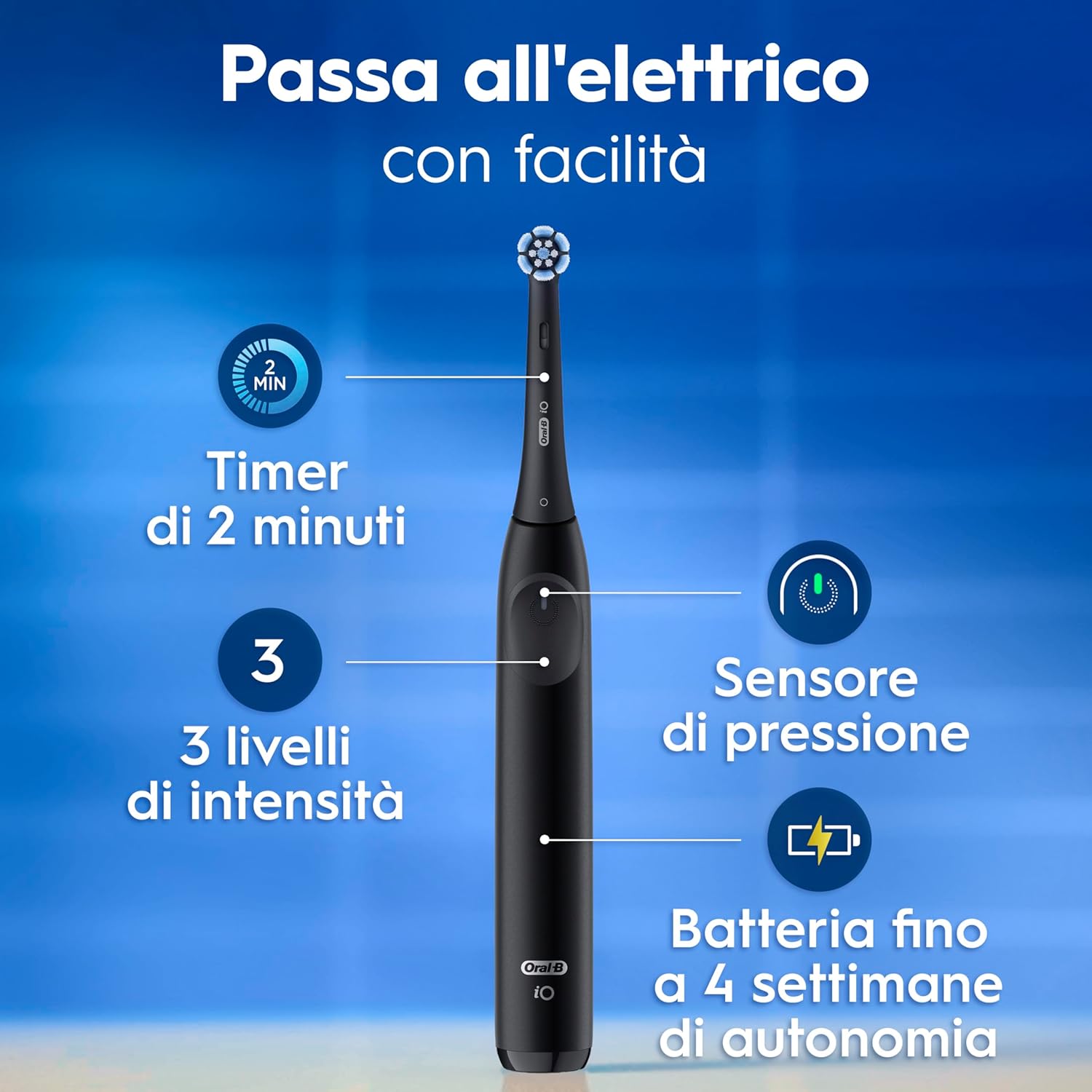 Thumbnail 2 de Oral-B iO 2 spazzolino elettrico nero con custodia e testina di ricambio 🪥