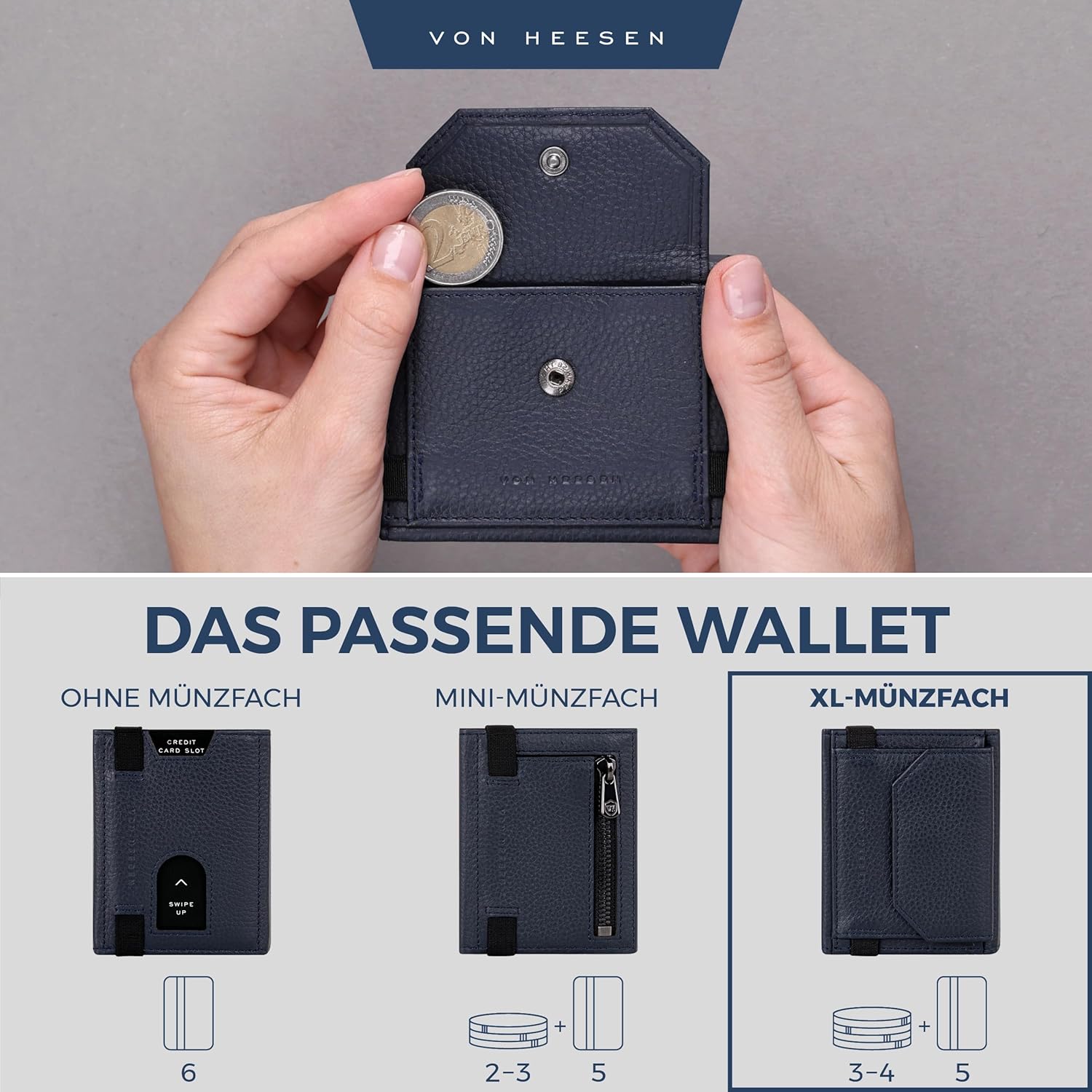 Detalle 2 de VON HEESEN Slim Wallet Geldbörse mit RFID-Schutz