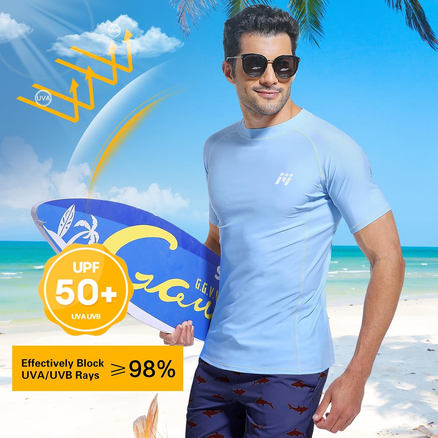 Detalle de MEETWEE Rash Guard da Uomo a Maniche Lunghe UPF 50+ in Nylon/Spandex: Protezione solare, asciugatura rapida e comfort per nuoto e sport acquatici