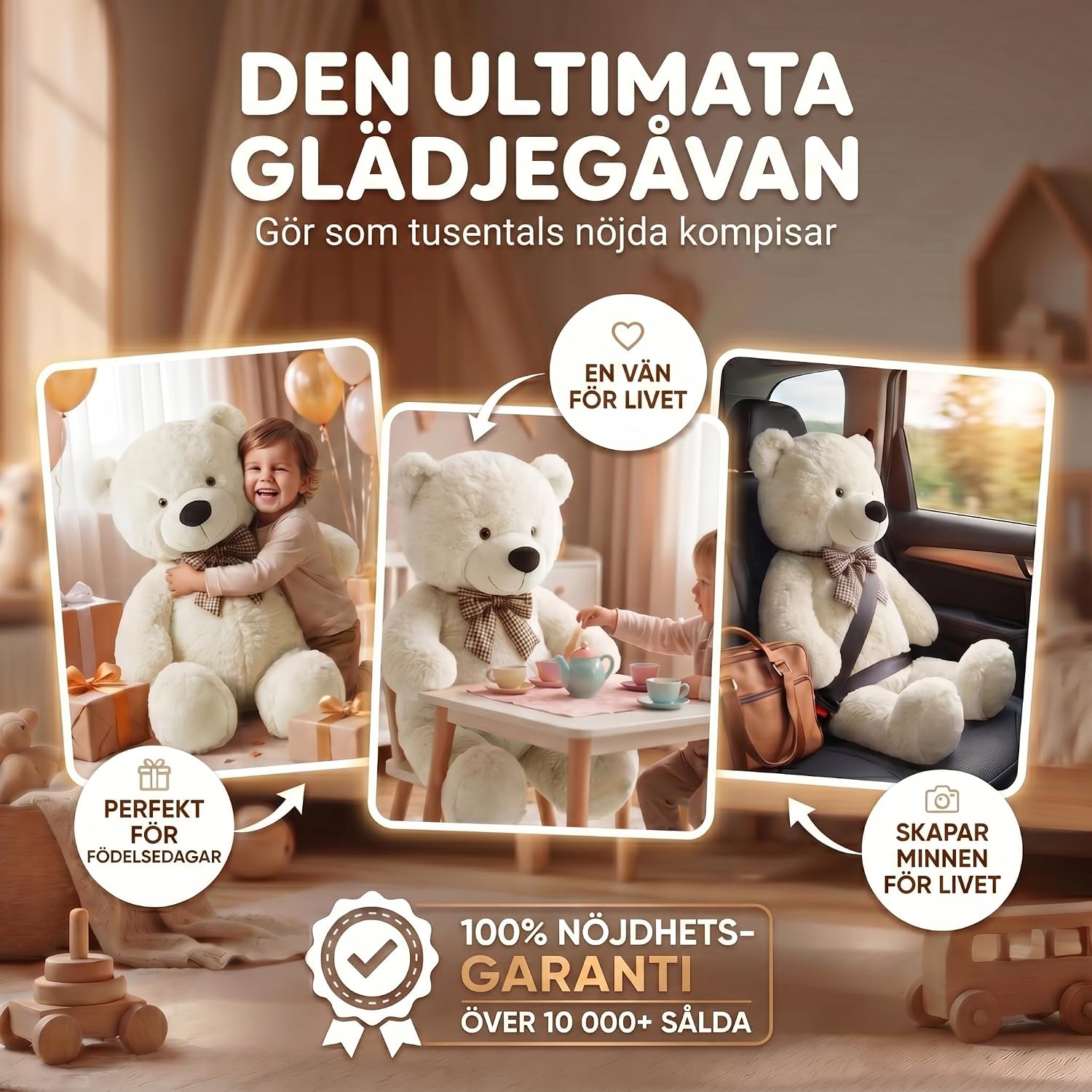 Detalle 2 de Feluna 4250410326757 nallebjörn 120 cm i mjuk plysch med rosett