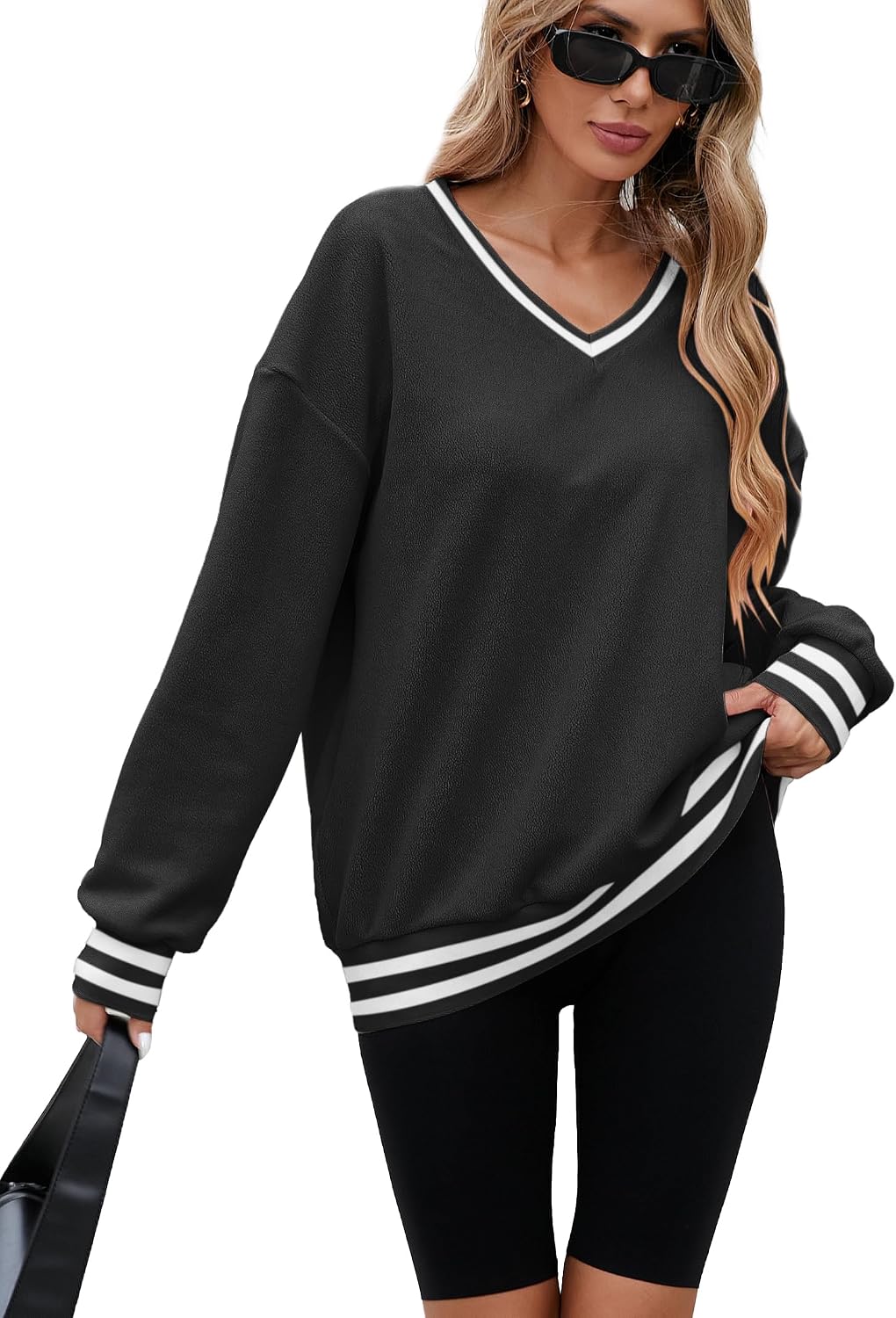 Thumbnail 1 de Famulily Warm Fleece V‑Neck Oversized Sweatshirt