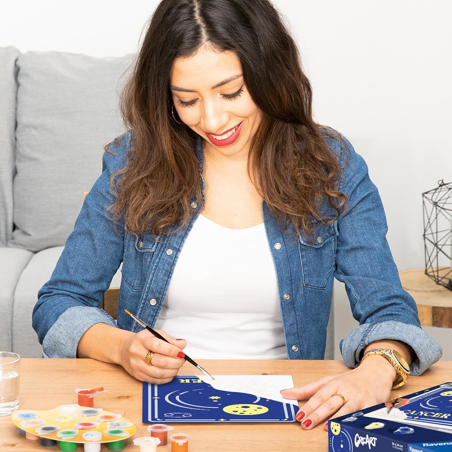 Thumbnail 2 de Ravensburger CreArt 23733 Krebs – Sternzeichen Malen nach Zahlen (für Erwachsene), DIY Malset mit Pinsel und Acrylfarben