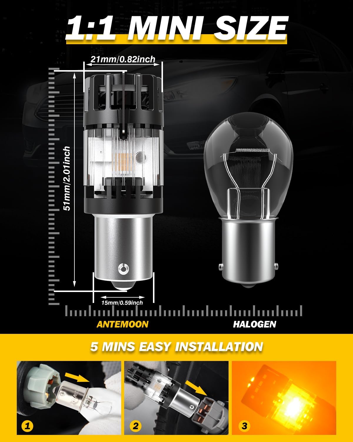 Detalle 2 de PY21W LED bulbs 12V Canbus Amber set of 2