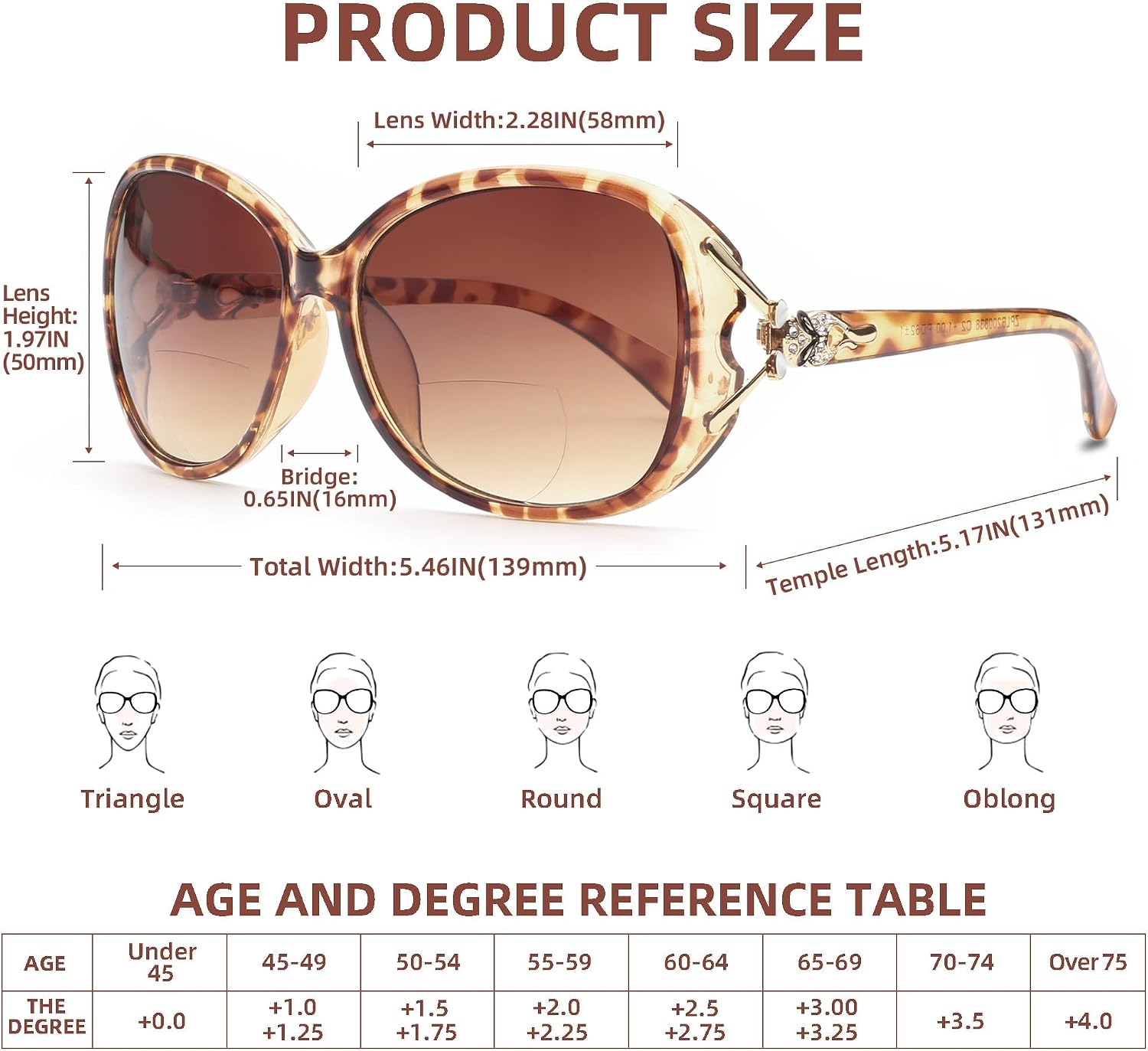 Detalle 2 de JM Classic Bifocal Reading Sunglasses for Women – Vintage Oval Outdoor Readers