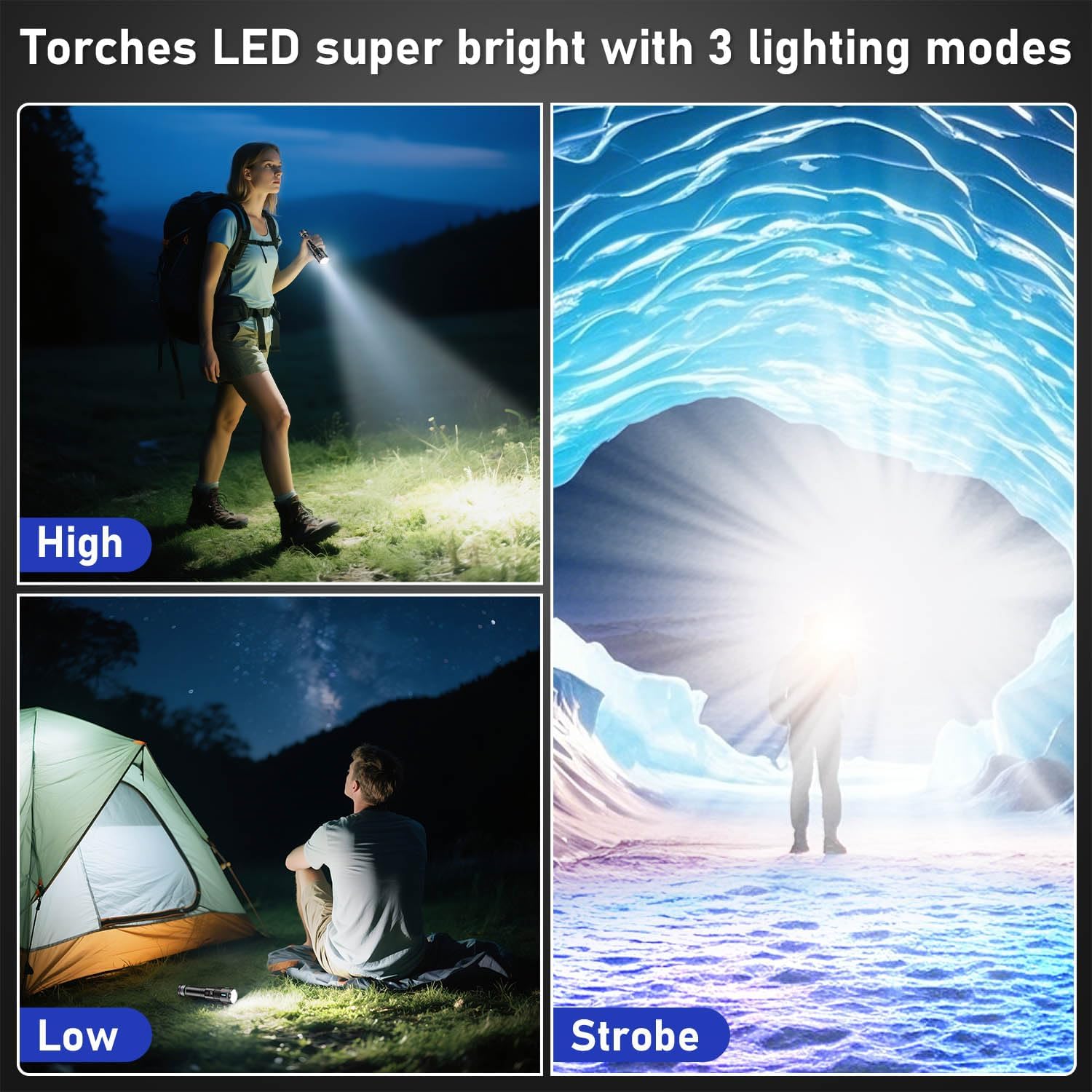Thumbnail 3 de Jayxinli LED Torch 2-Pack 500000 Lumen