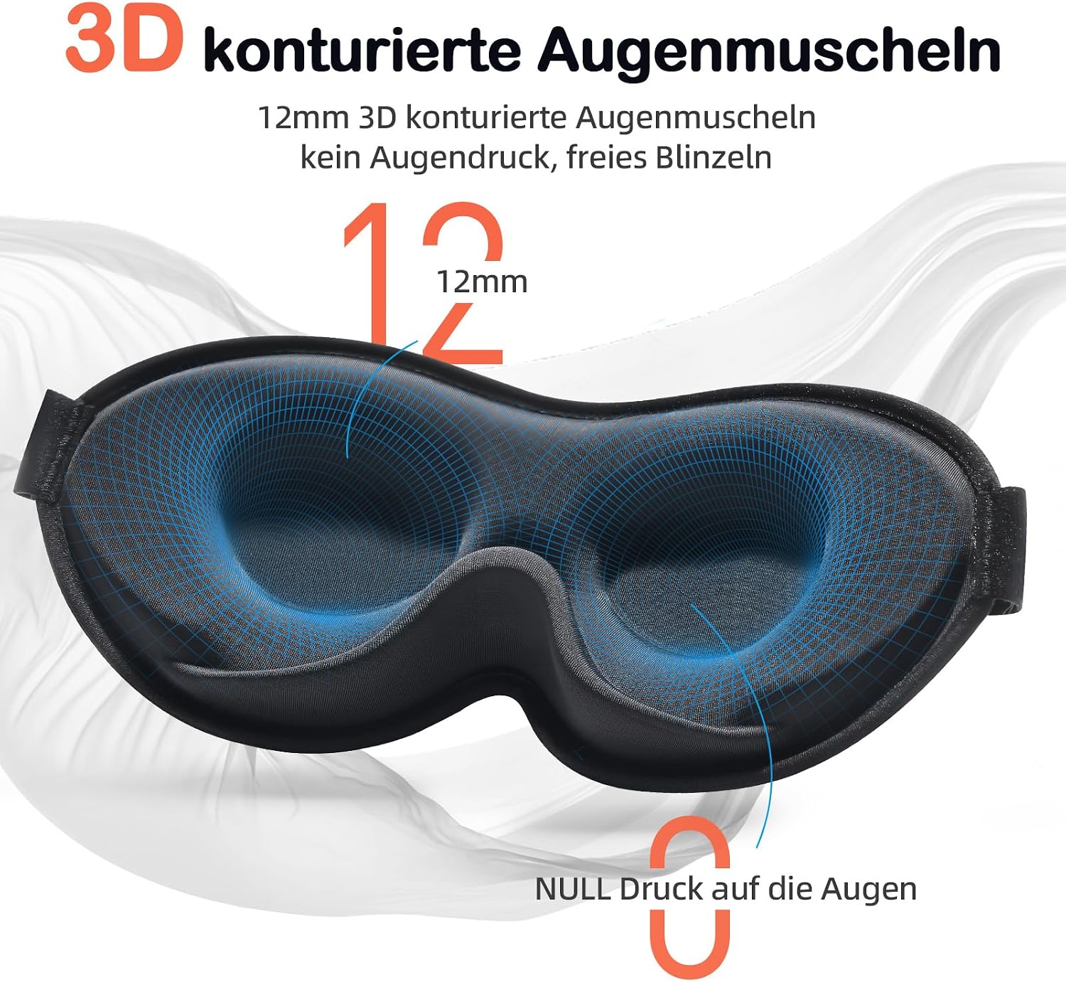 Detalle de INNELO Schlafmaske für Herren und Damen – 3D atmungsaktive Schlafbrille aus Gedächtnisschaum