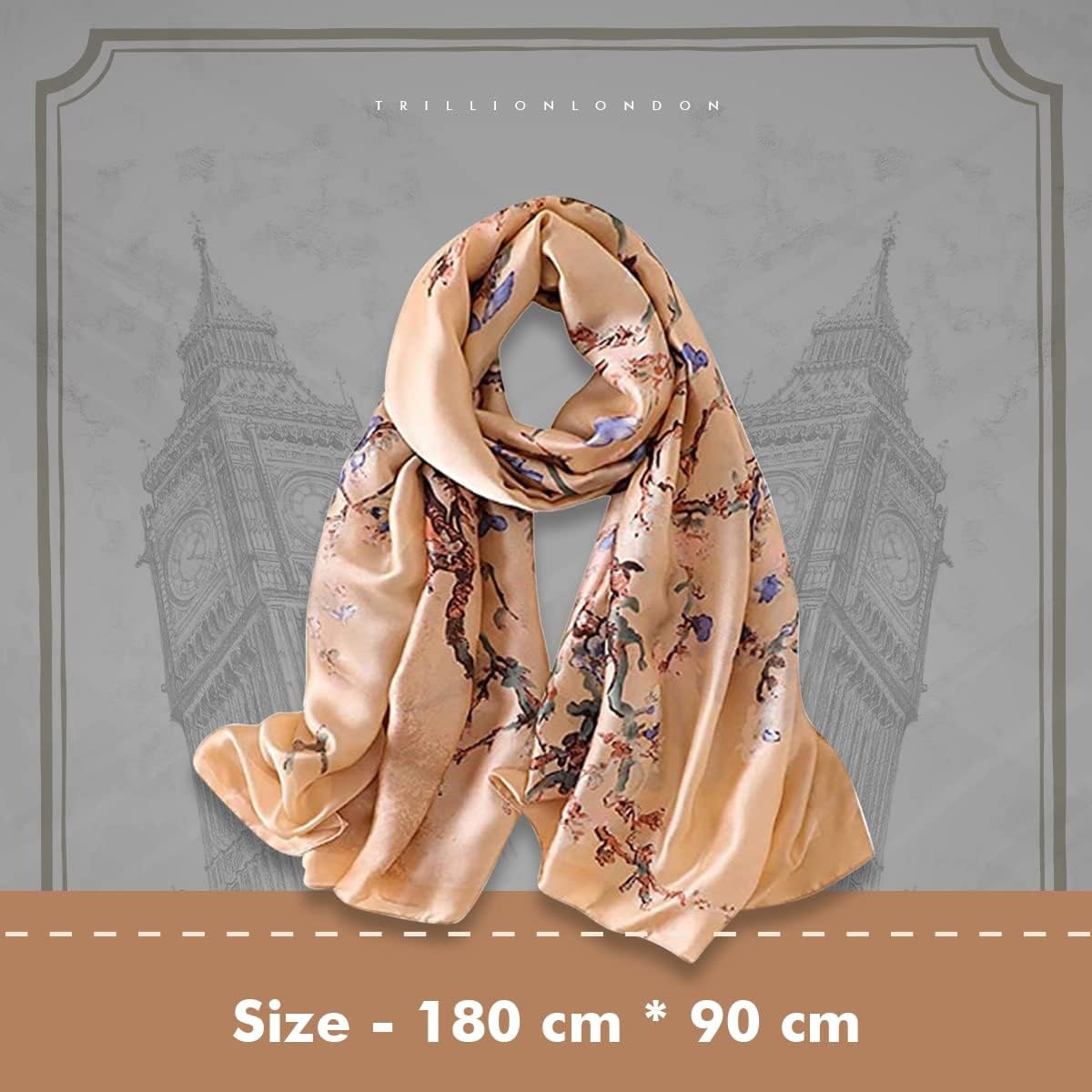 Detalle de Trillion London Spring Collection Designer Silk Scarf (180 x 90 cm)