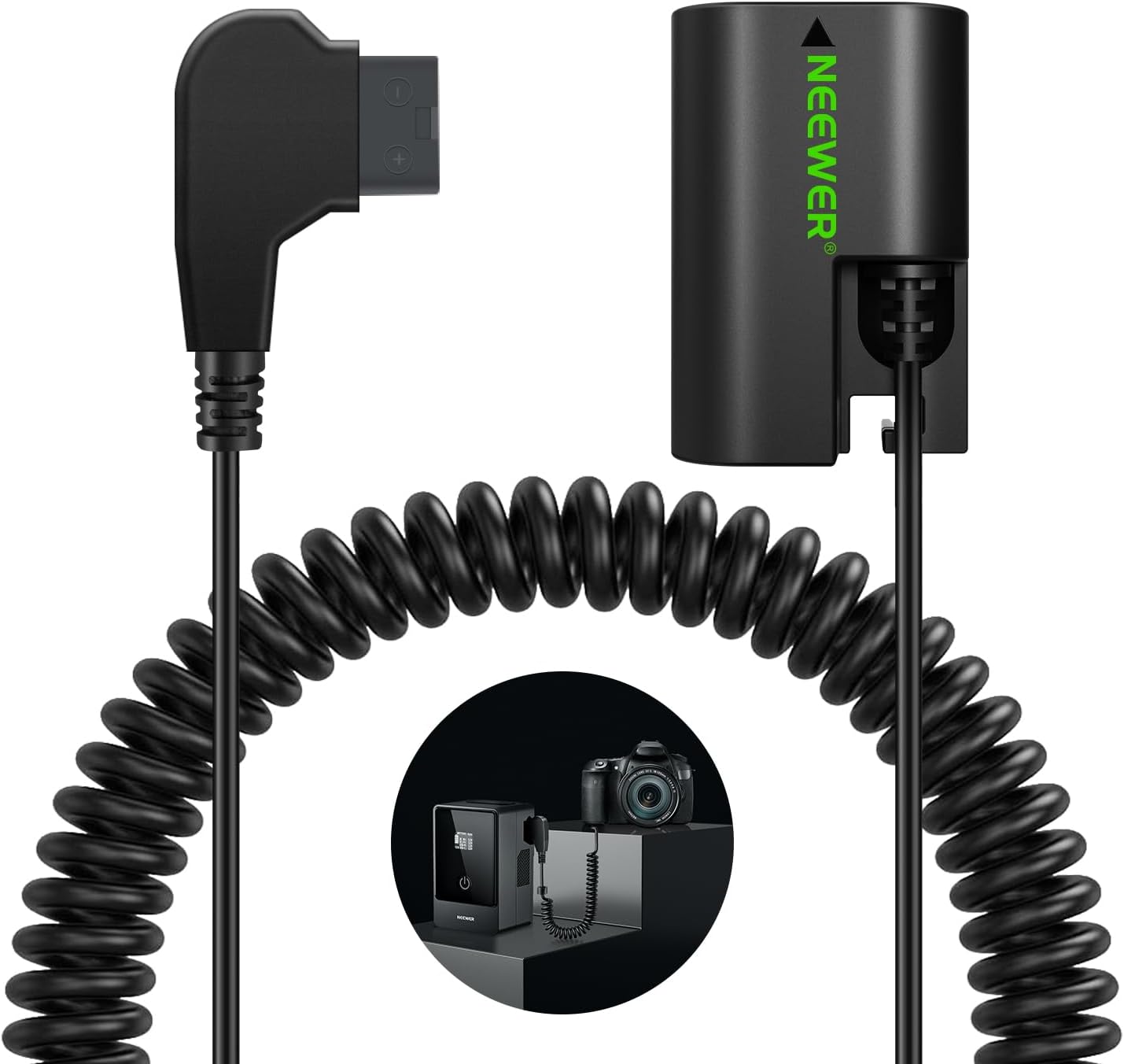 Detalle de NEEWER VP-LPE6NH Dummy Batterie mit D-Tap Kabel 6800 mAh