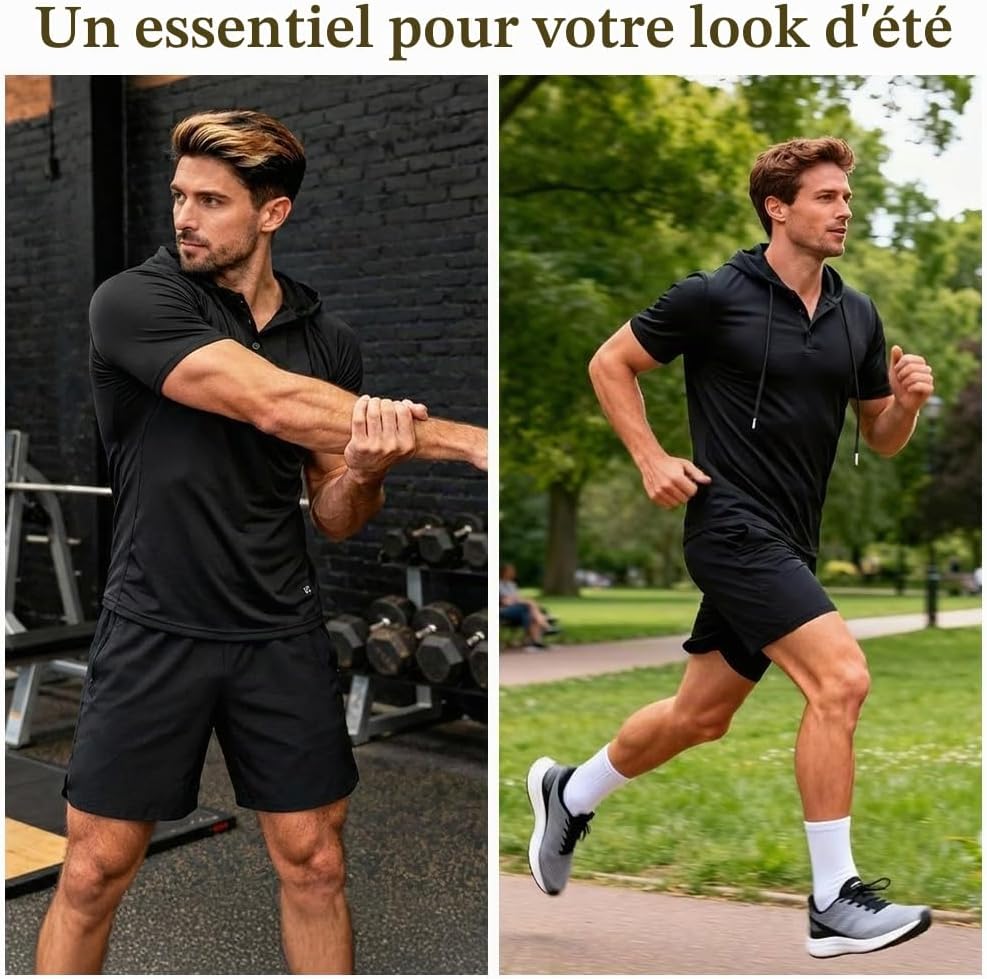 Thumbnail 6 de BSBUY 5400029 sportshirt voor heren met korte mouwen en capuchon