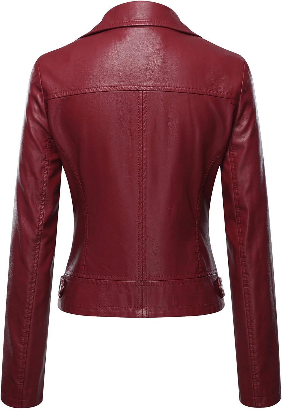 Detalle 2 de Tanming Women's Faux Leather Moto Jacket with Notched Lapel and Zip-Up Front