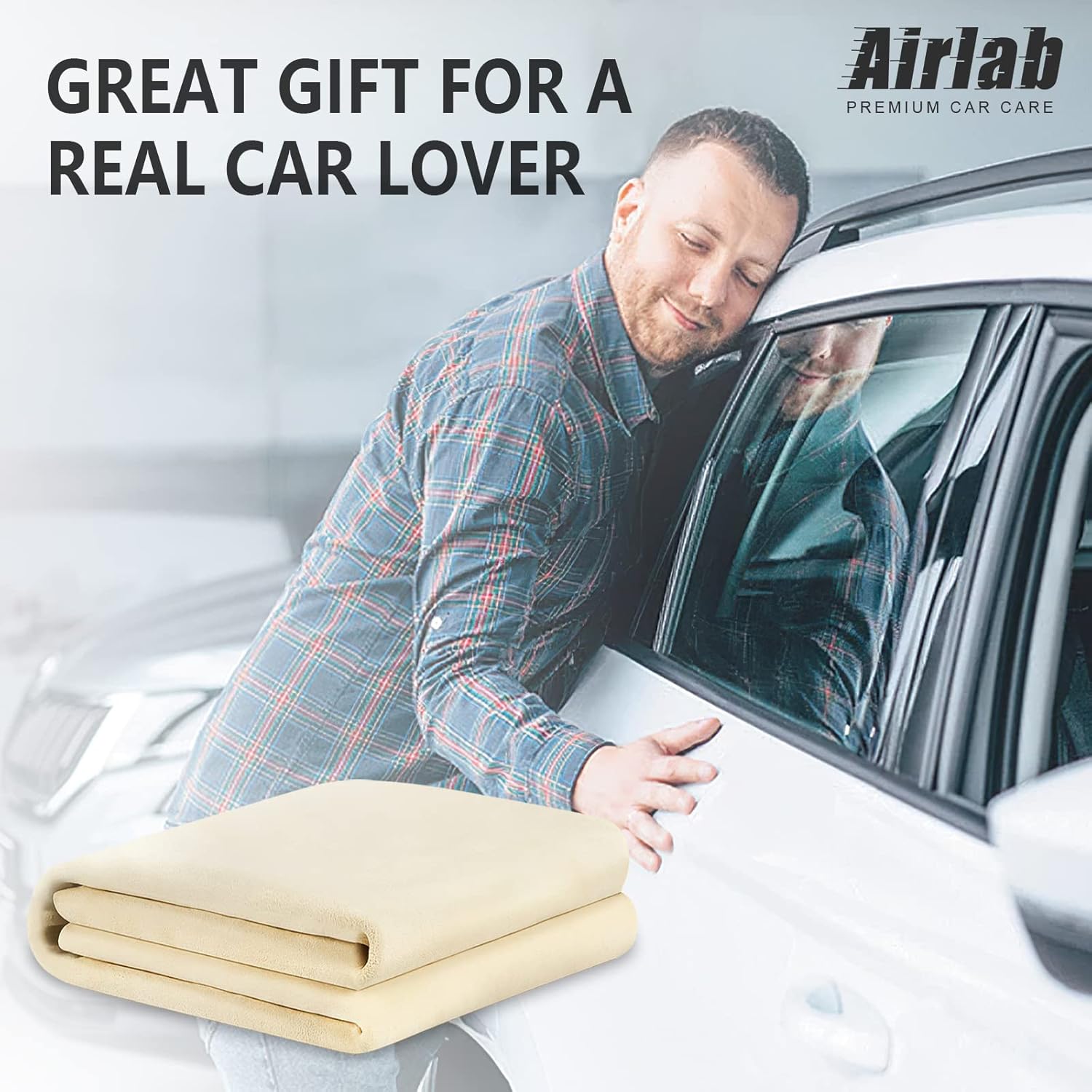 Detalle 2 de Airlab Large Genuine Chamois Leather XXL (90x60 cm) – 100% Sheep Leather Drying Cloth