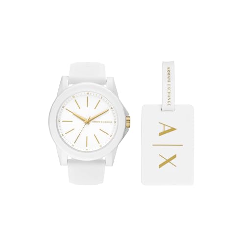 Detalle de Armani Exchange AX7126 Orologio da Donna: cassa in nylon bianco 40 mm, movimento al quarzo a tre lancette