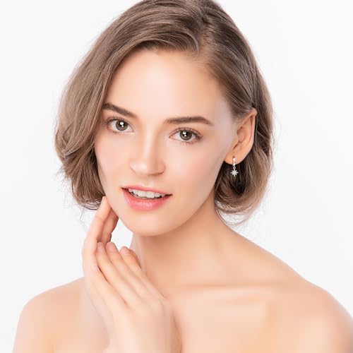 Detalle 2 de 925 Sterling Silver Moon & Star Huggie Hoop Earrings – Handmade Drop Dangle Jewellery