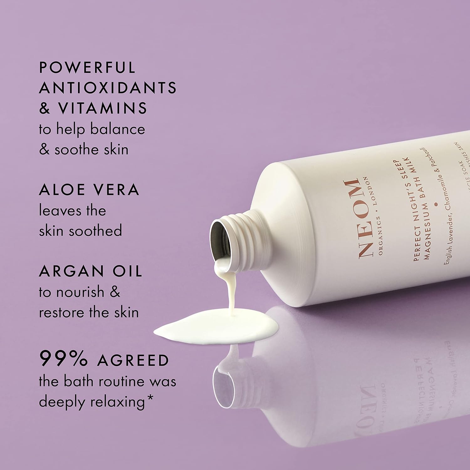 Detalle de NEOM Perfect Night's Sleep Magnesium Bath Milk (300ml) with Lavender, Chamomile & Patchouli