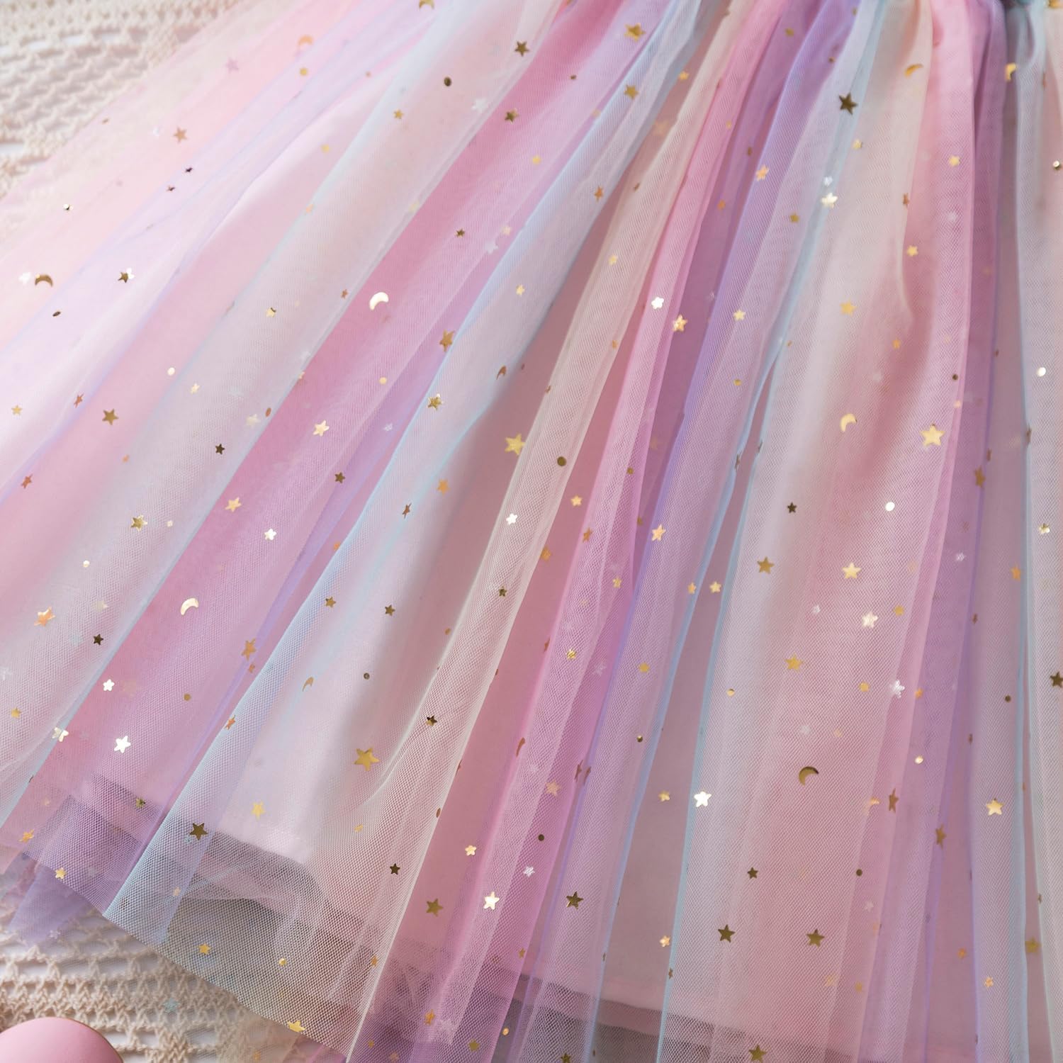 Thumbnail 2 de NNJXD Baby Girl Rainbow Tulle Dress: Fairy Butterfly Party Dress for Toddlers