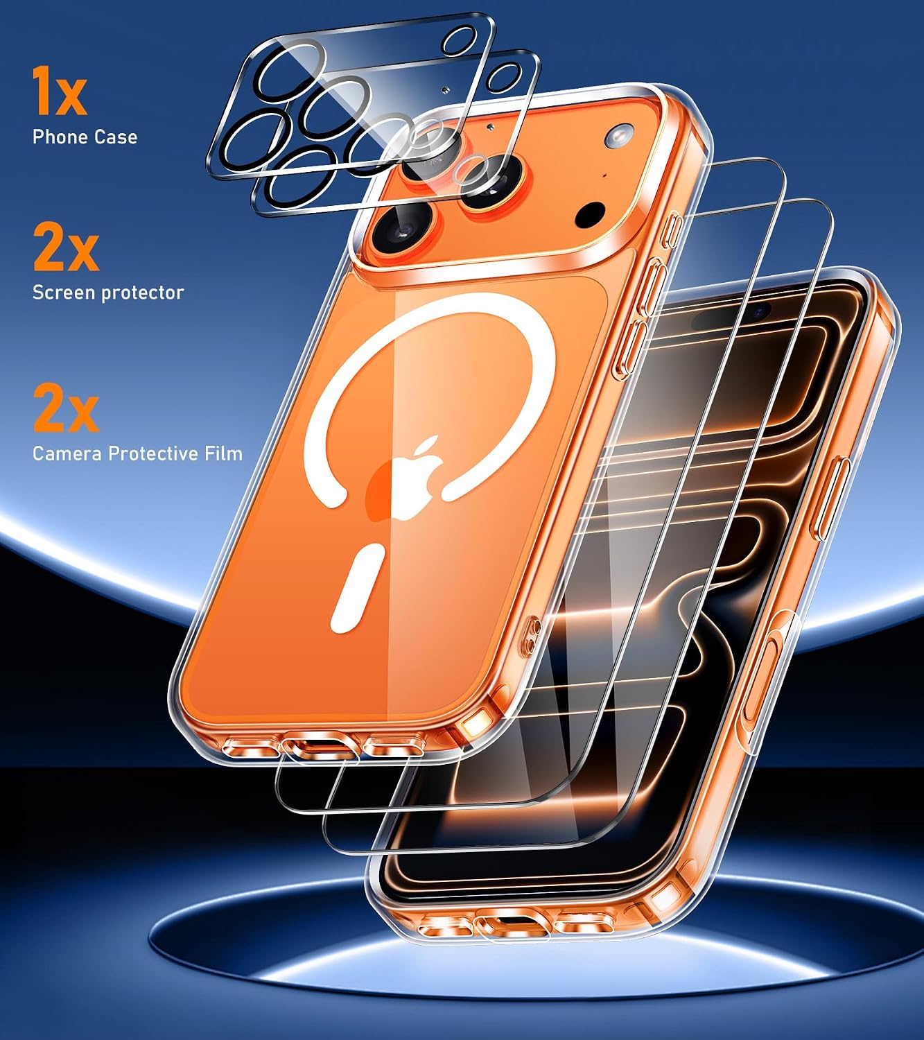 Detalle de ivencase Magnetische Schutzhülle für iPhone 17 Pro – Transparent mit Kameraschutz, MagSafe-Kompatibilität, 2 Kameraschutzfolien und 2 Schutzfolien