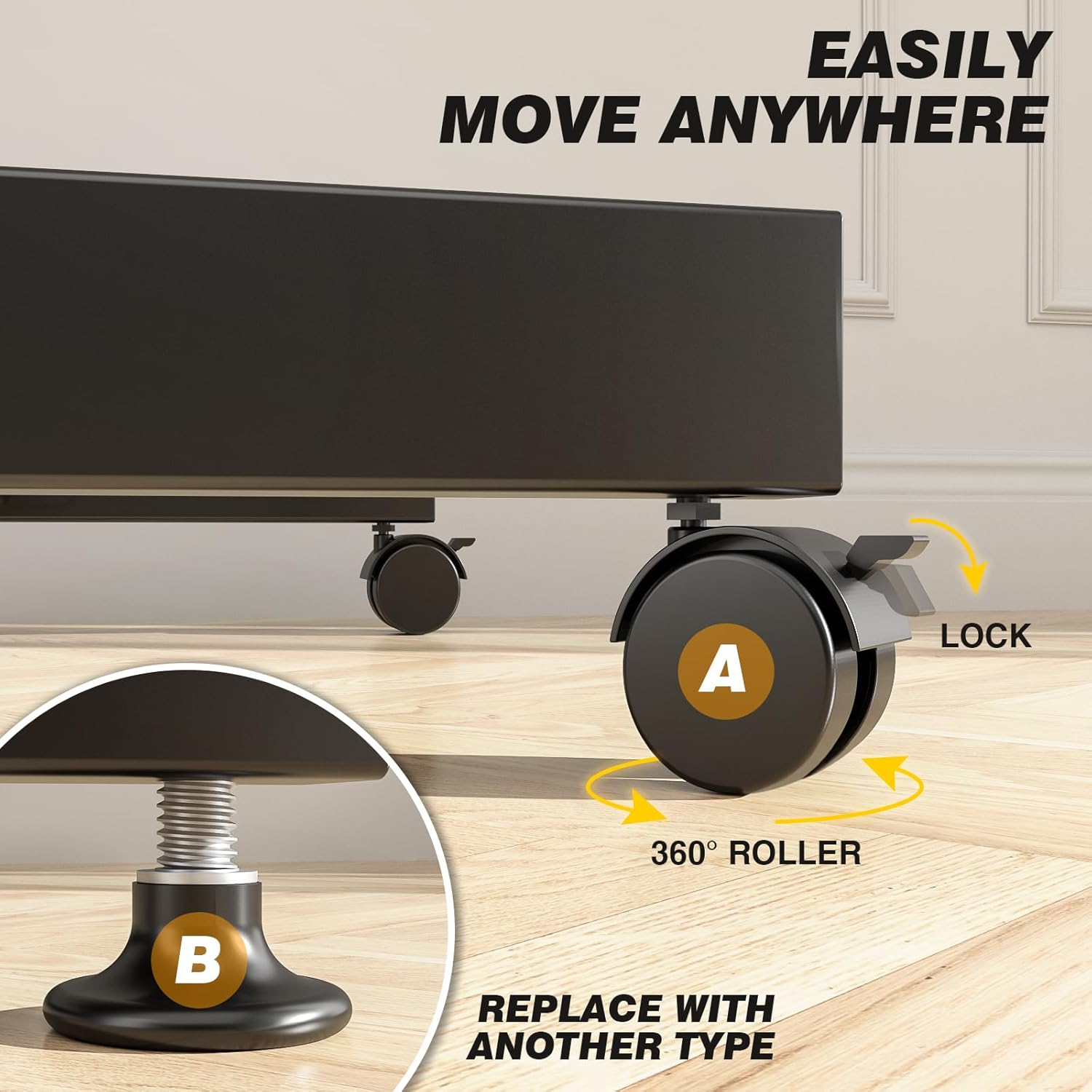 Thumbnail 3 de TVON Support TV sur pied à roulettes avec rotation 90° et inclinaison (VESA jusqu’à 200x200) pour télé de 13 à 50 pouces