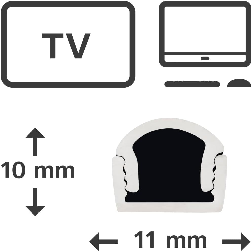 Thumbnail 4 de Hama Goulottes autocollantes blanches à 4 passe-câbles (1,1 x 1 x 100 cm) – canal décoratif pour protéger et cacher les câbles