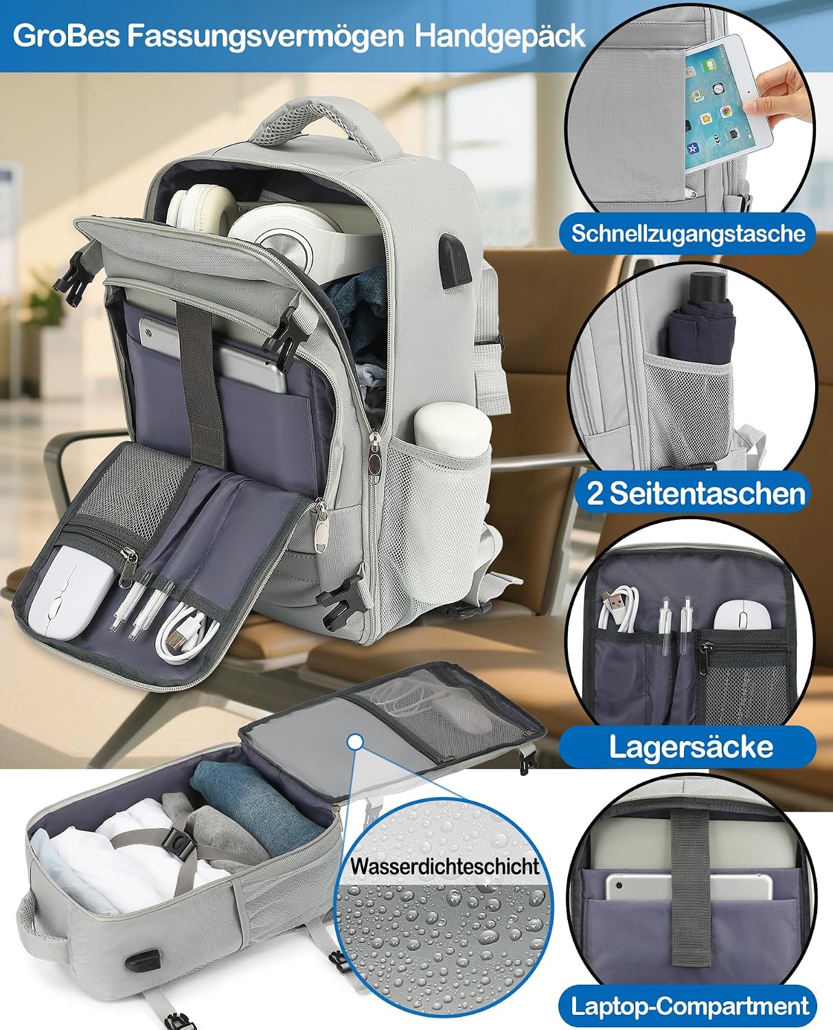 Detalle 2 de KLOSTAIN Handgepäck-Rucksack 40x20x25 cm