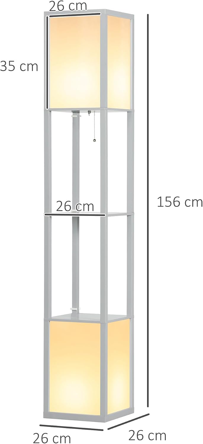Thumbnail 6 de HOMCOM B31-331V70LG 3-Tier Floor Lamp with Shelves, Light Grey