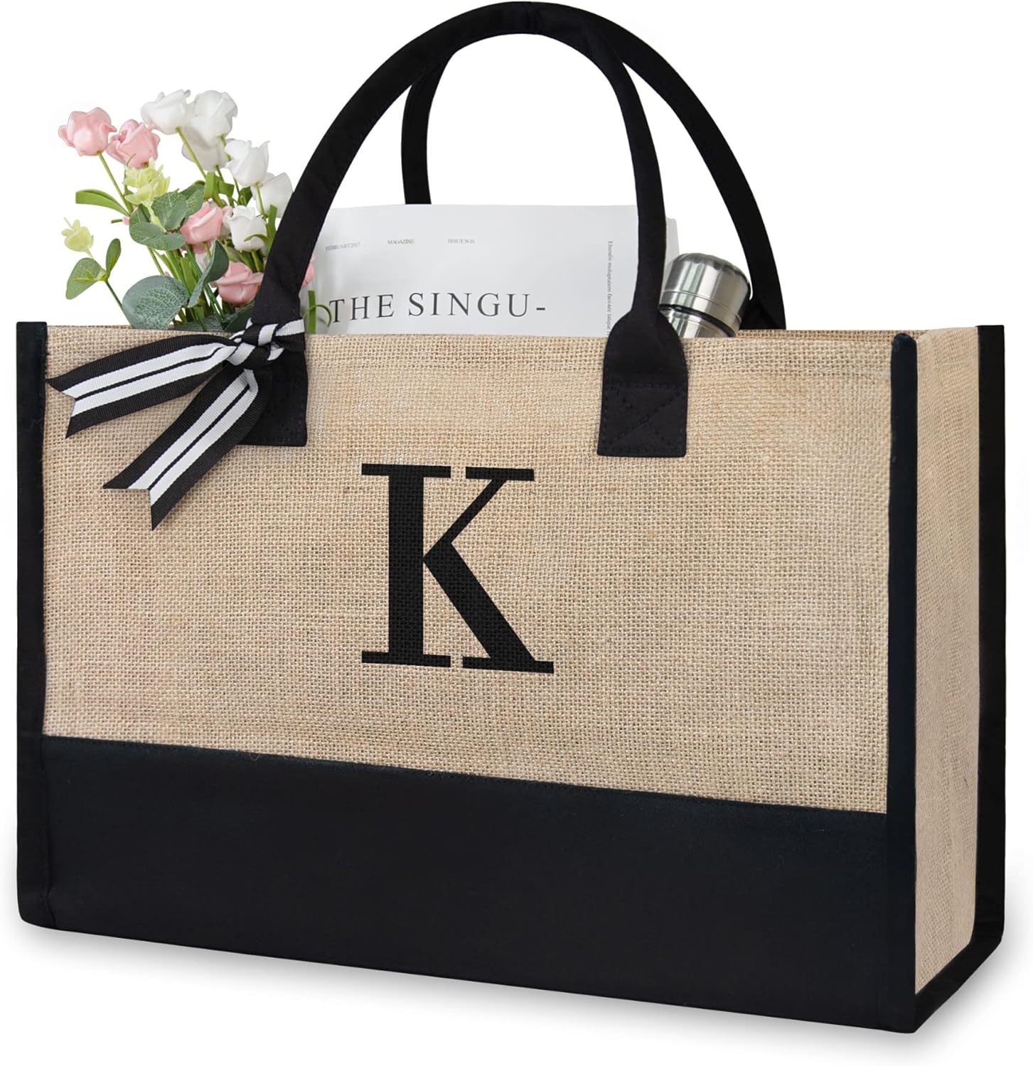 Detalle de TOPDesign Initial Jute/Canvas Tote Bag