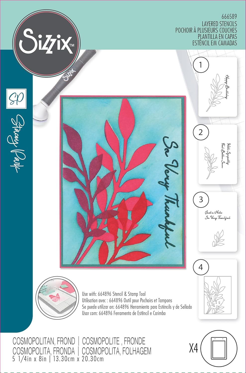 Thumbnail 5 de A6 Layered Stencils 4PK Cosmopolitan Frond by Stacey Park