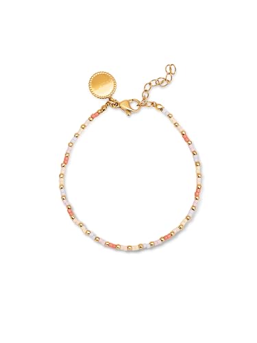 Detalle de SINGULARU Pulsera Floral Colors: acero con baño oro 18Kt y detalles en Miyuki
