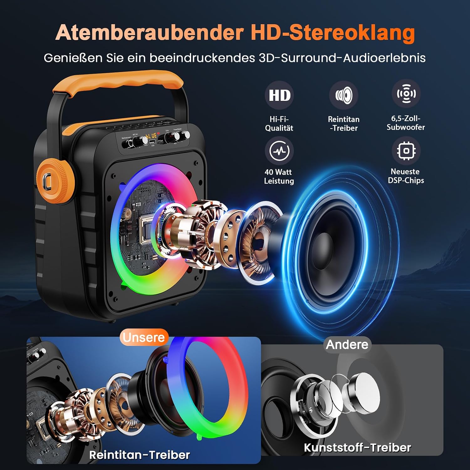 Thumbnail 1 de JYX Karaoke Maschine mit 2 Mikrofonen