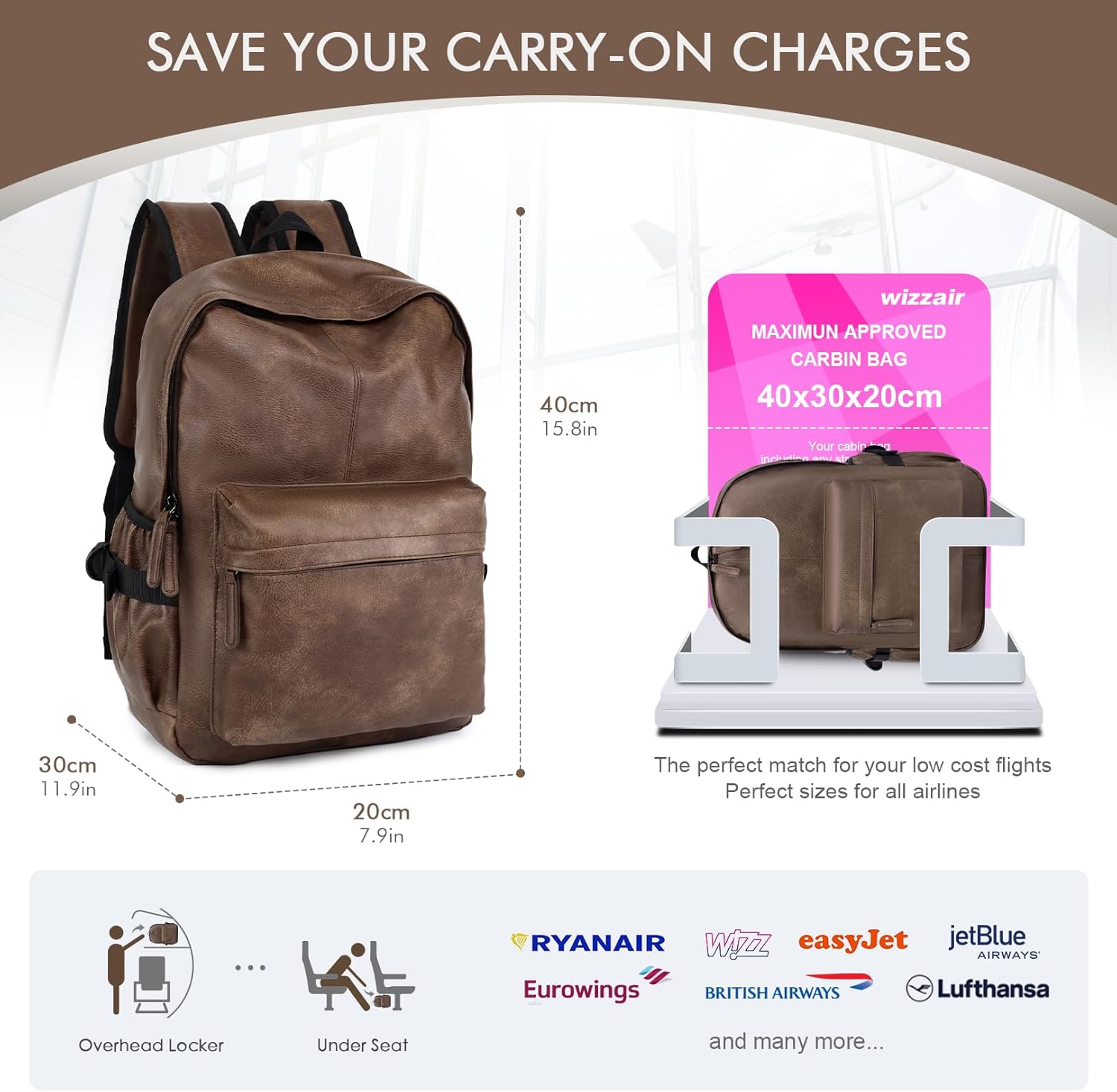 Thumbnail 2 de BAGZY Laptop Backpack for Men 15.6 Inches: 25L, Waterproof and Airline-Compliant