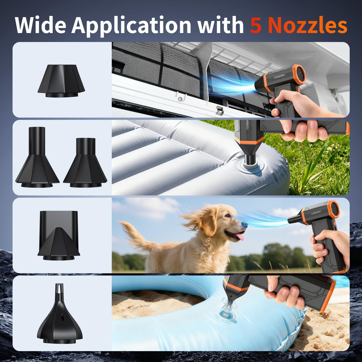 Detalle 1 de CAGIWIRU W15 Cordless Air Duster, 110,000 RPM Brushless Motor, 3 Speeds
