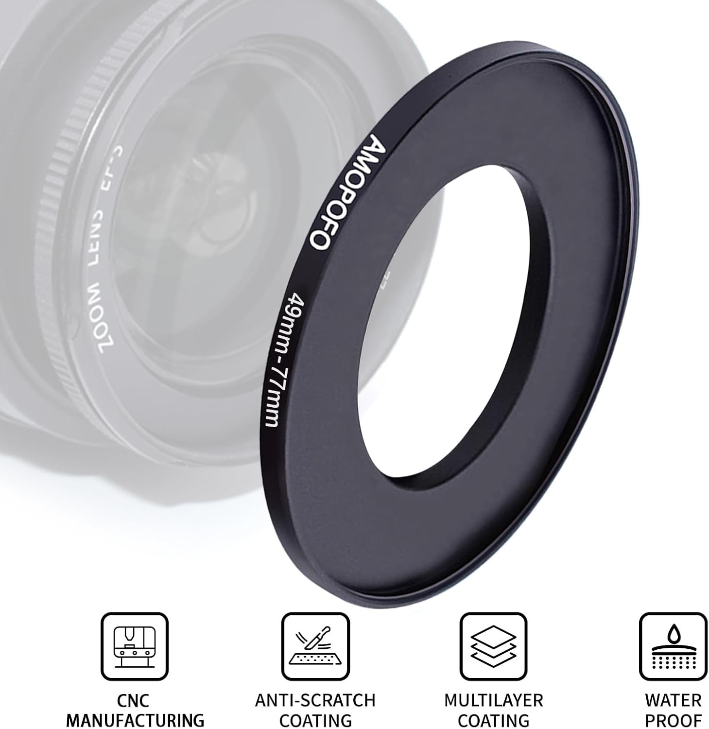 Thumbnail 2 de AMOPOFO 49mm to 77mm Step Up Ring Filter Adapter