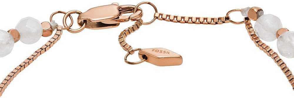 Detalle de Fossil Damenarmband mit Halbedel-Perlen und Karabinerverschluss (Roségoldton, Edelstahl)