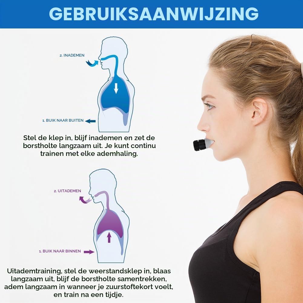 Detalle 2 de ACWOO 3866690 ademhalingstrainer met verstelbare weerstand, wit