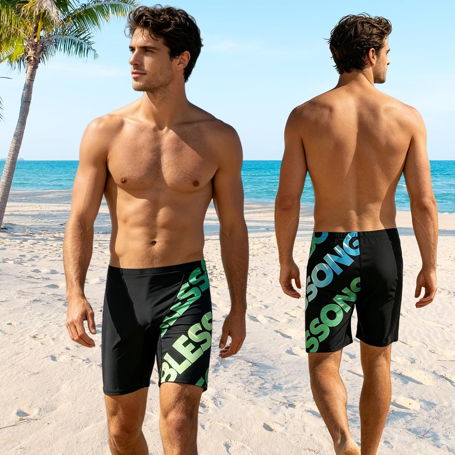 Detalle de BLESSONG Maillot de Bain Homme Boxer Respirant et Séchage Rapide – Conception à Cordon Caché