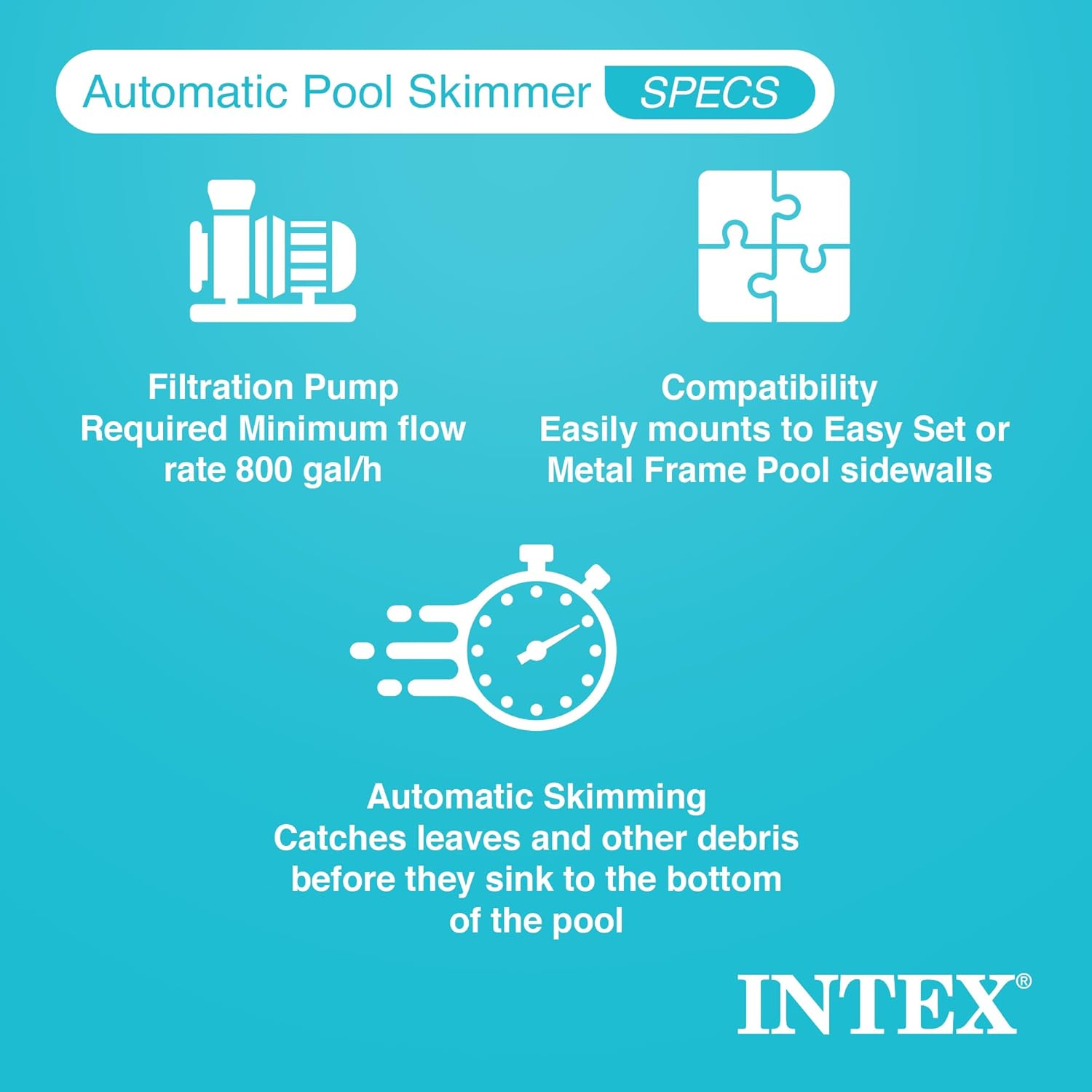 Thumbnail 2 de Intex Deluxe Oberflächenskimmer 28000E – Wandmontage, Grau, 20.96 x 24.13 x 33.02 cm