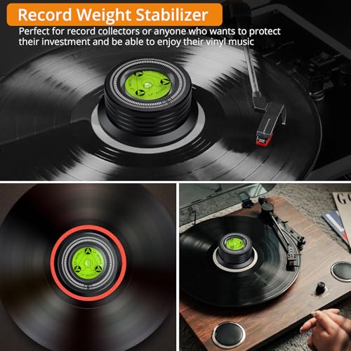 Detalle de Neoteck Estabilizador de Grabación LP 60Hz: Abrazadera de Disco Giratoria de Aluminio con Nivelación y Verificación de Velocidad