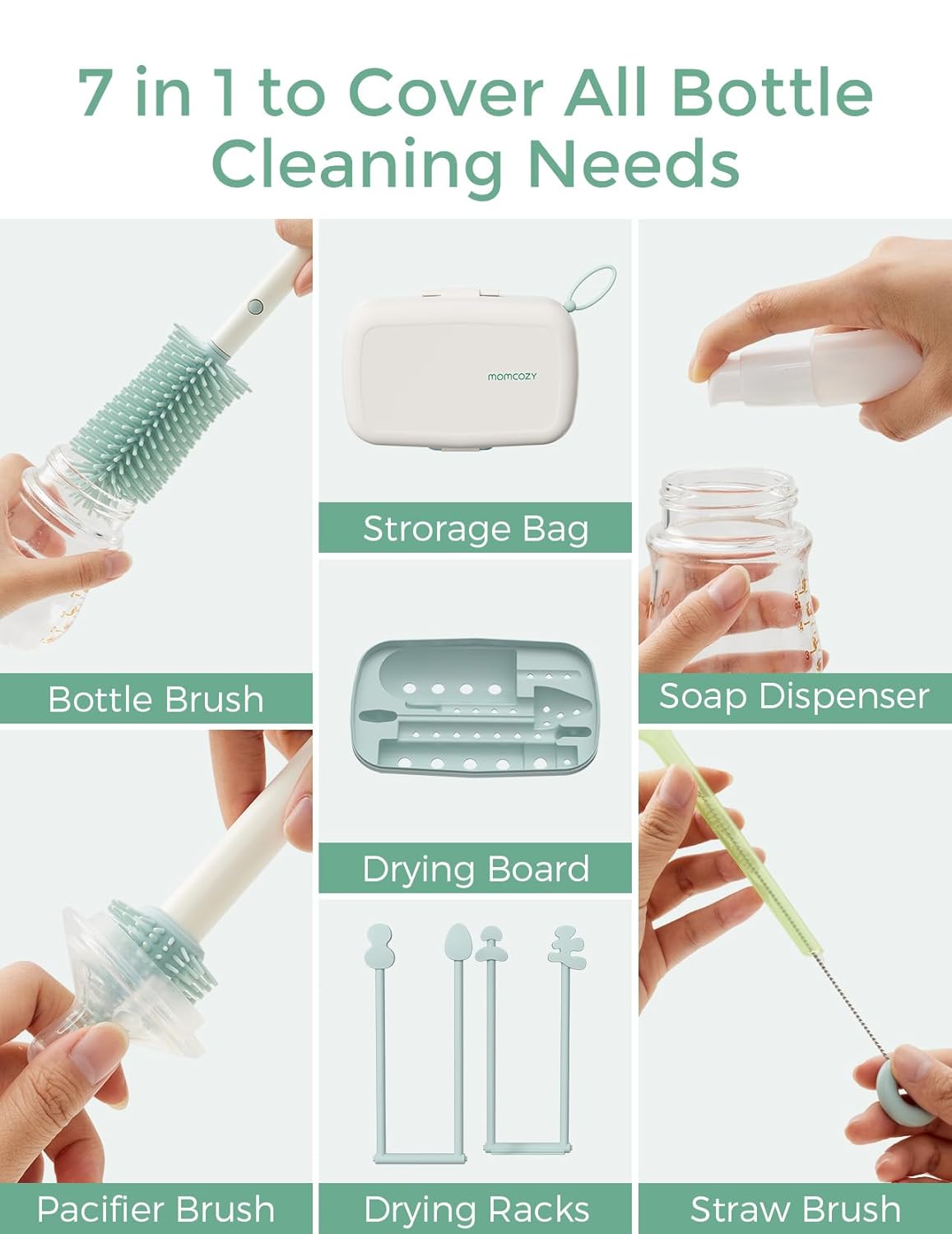Thumbnail 4 de Momcozy Bottle Brush Set 7-in-1 bottle cleaner