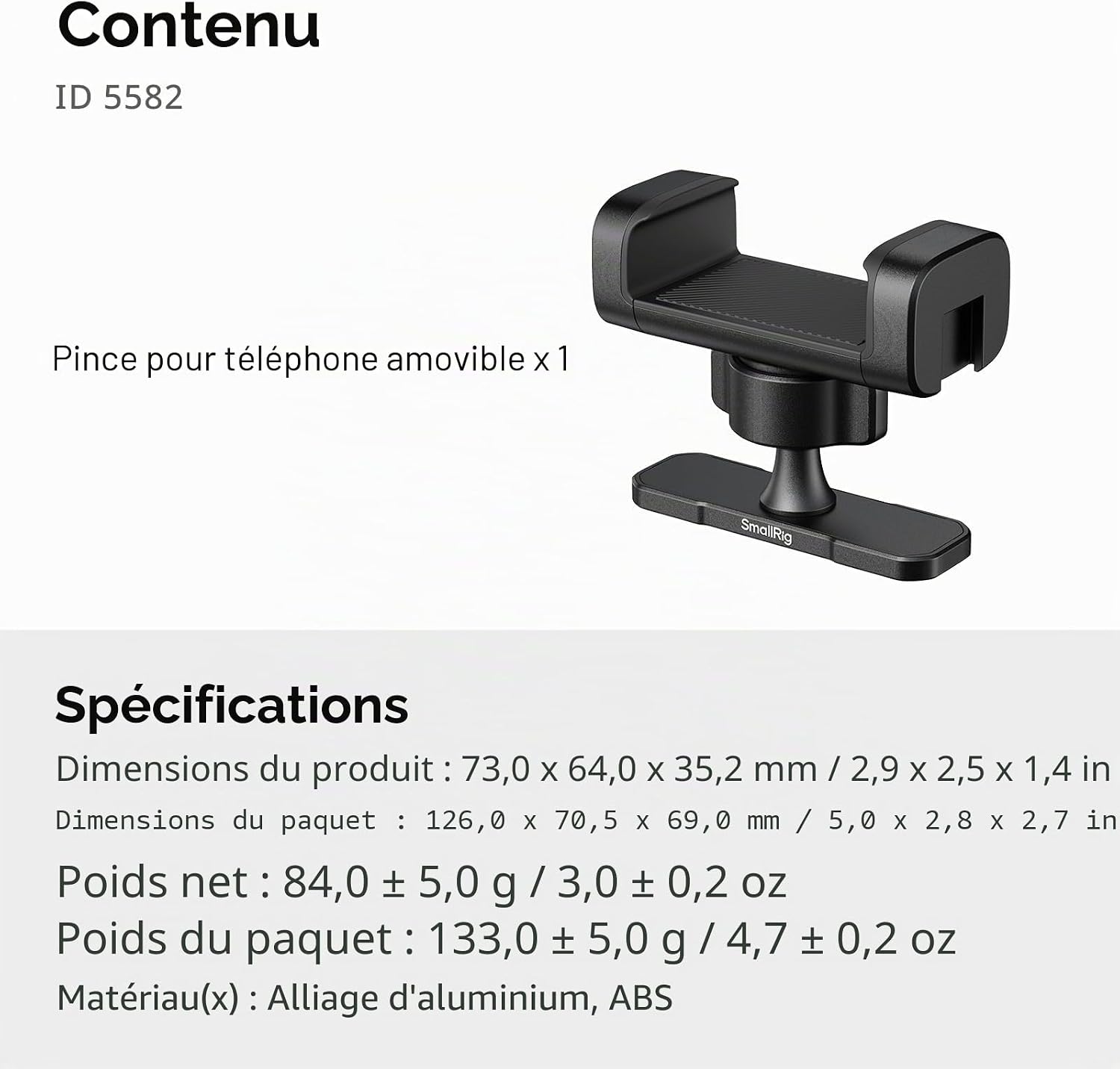 Thumbnail 6 de SMALLRIG Support magnétique pour téléphone 5582 — Base en alliage avec rotule 360°