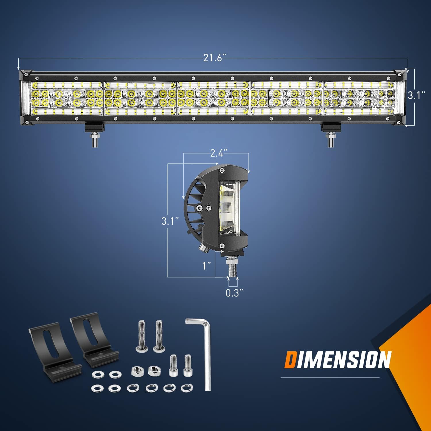 Detalle 2 de Nilight 22 Inch Side Shooter LED Light Bar Quadruple Row