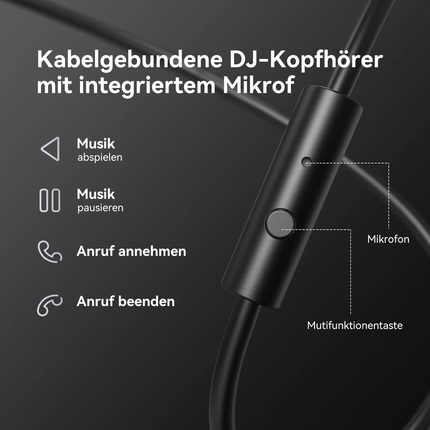 Detalle de OneOdio Pro-10 Over-Ear Kopfhörer – Kabelgebundene DJ-Kopfhörer mit 50 mm Treibern