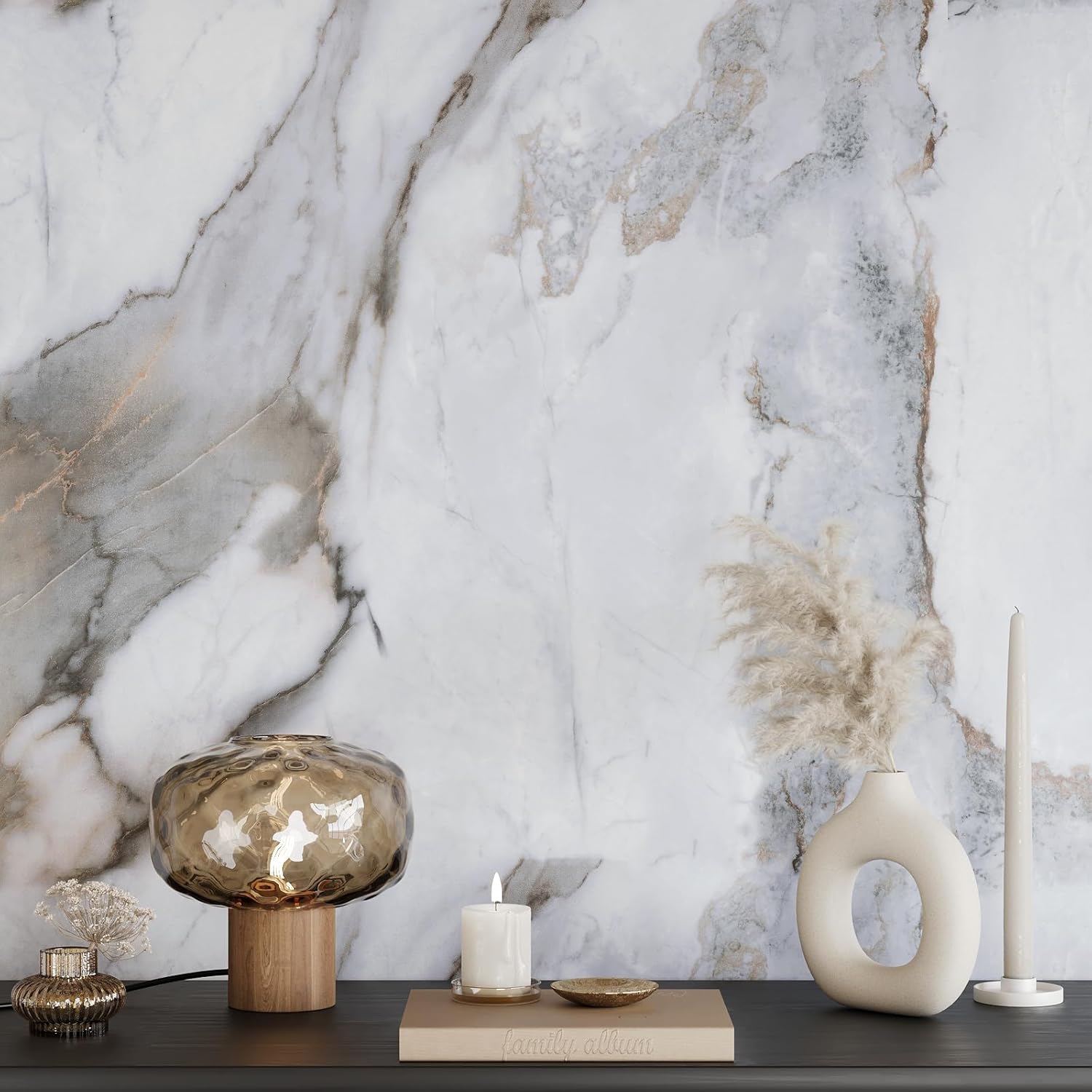 Detalle 2 de VEELIKE Matte Slate White Marble Wallpaper 40cm×300cm 📐
