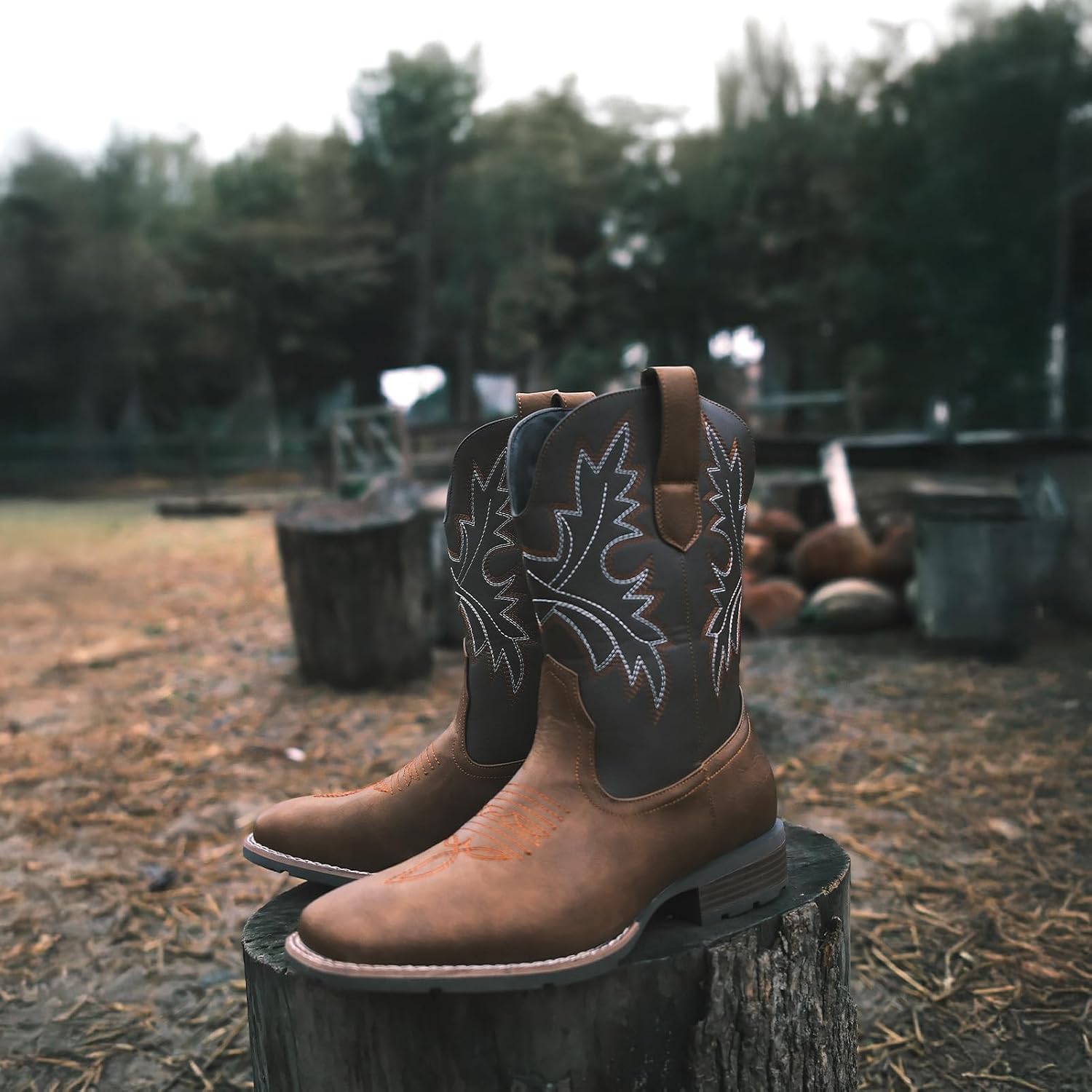 Detalle de Lumeheel Men's Cowboy Boots in Faux Leather