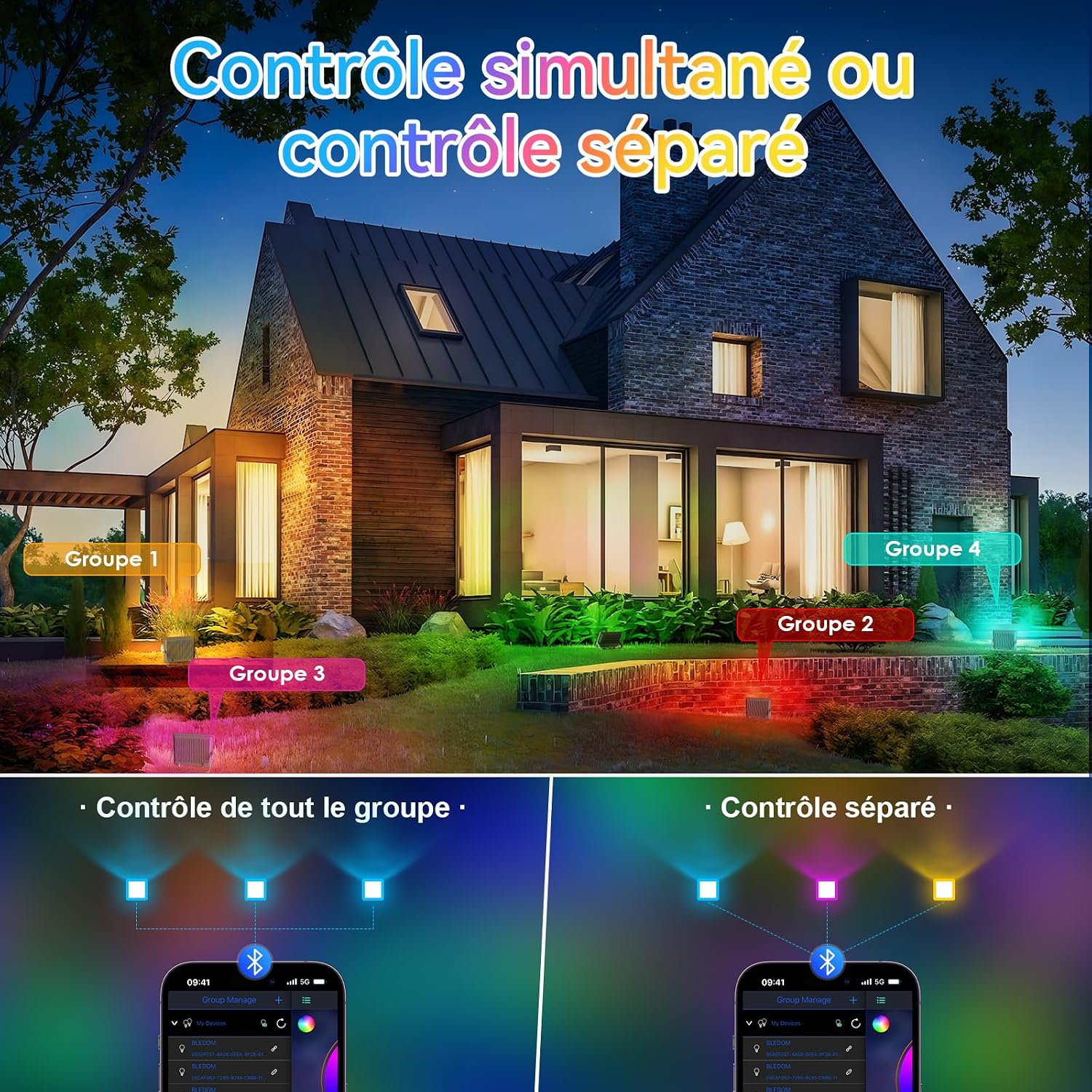 Detalle de MEEKBOS MKB-ZJRGB150 RGB-ledschijnwerpers, set van 2, 150 W, IP66