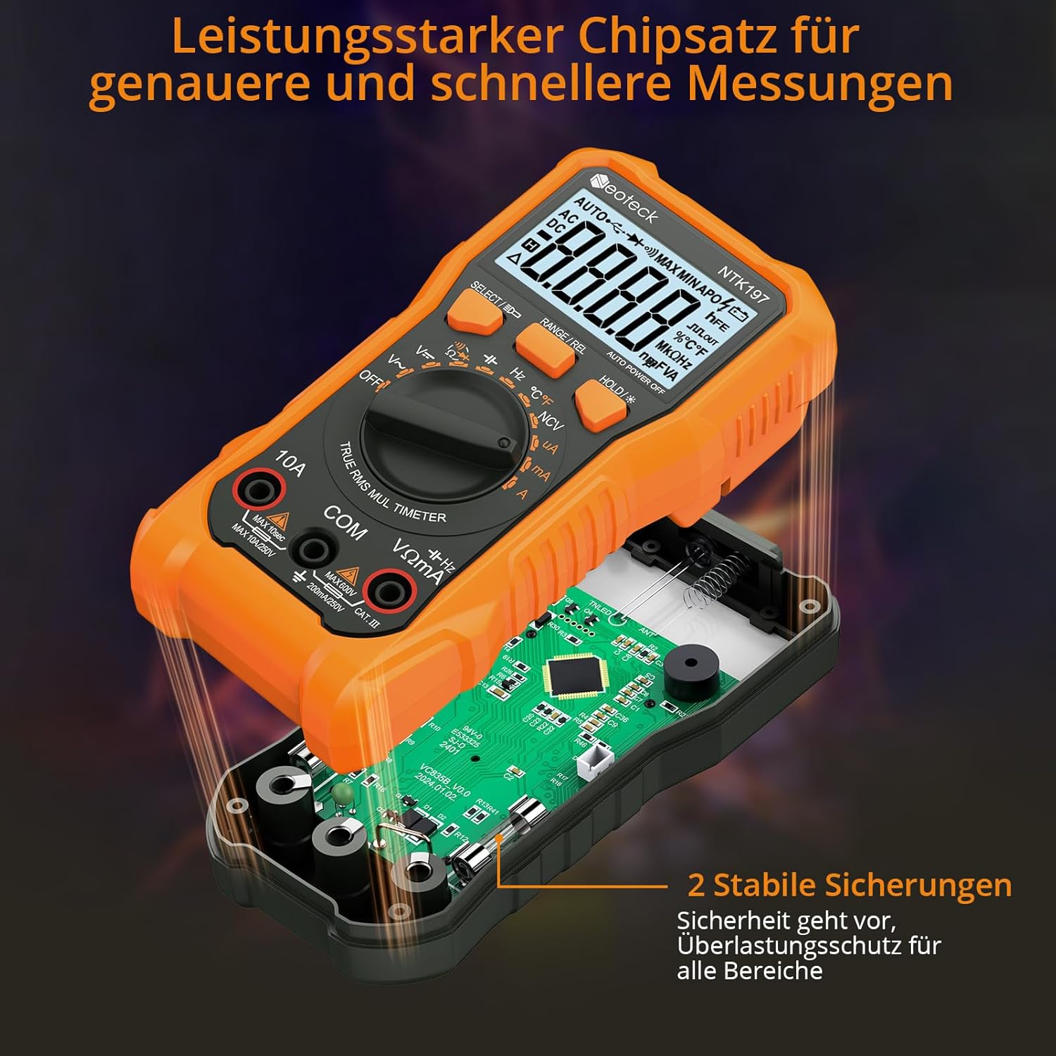 Thumbnail 2 de Neoteck Digital Multimeter (Spannungsprüfer) mit NCV, AC/DC und 2000 Zählern