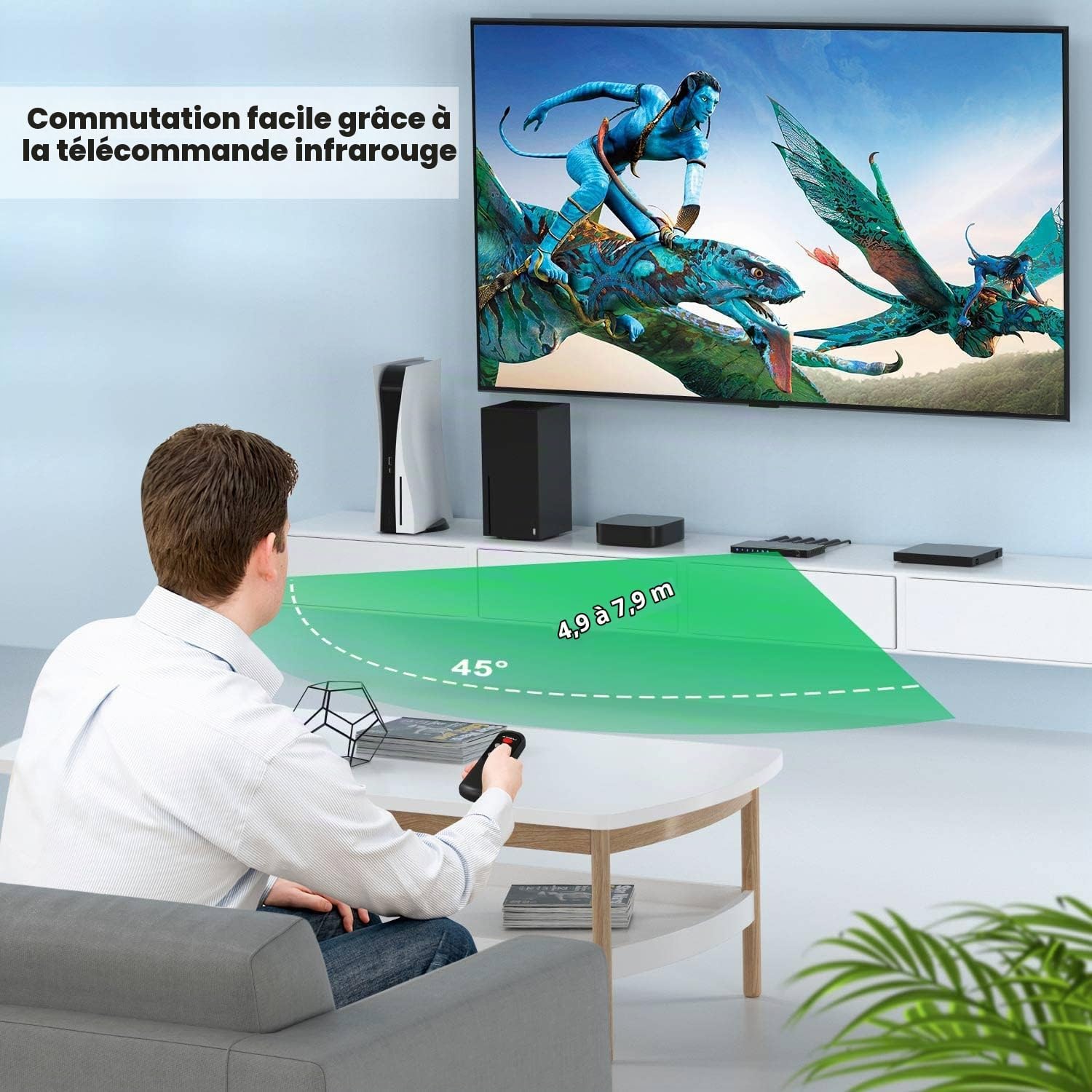 Detalle de AVIDGRAM HDMI 2.1-schakelaar 4-in-1 met 8K 60Hz, 4K 120Hz en IR
