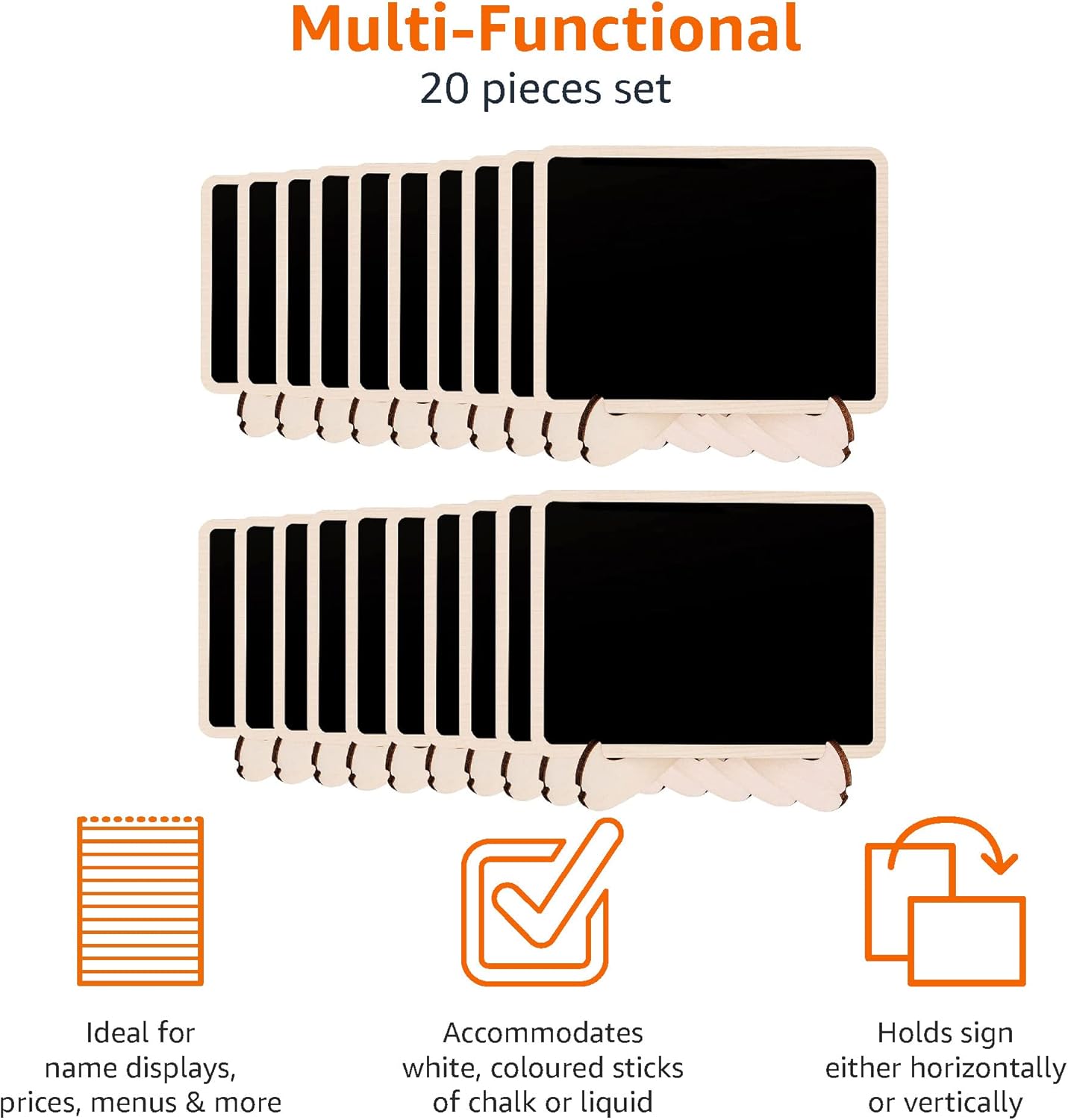 Thumbnail 2 de Amazon Basics Wood Mini Chalkboards 20 pack 🪧